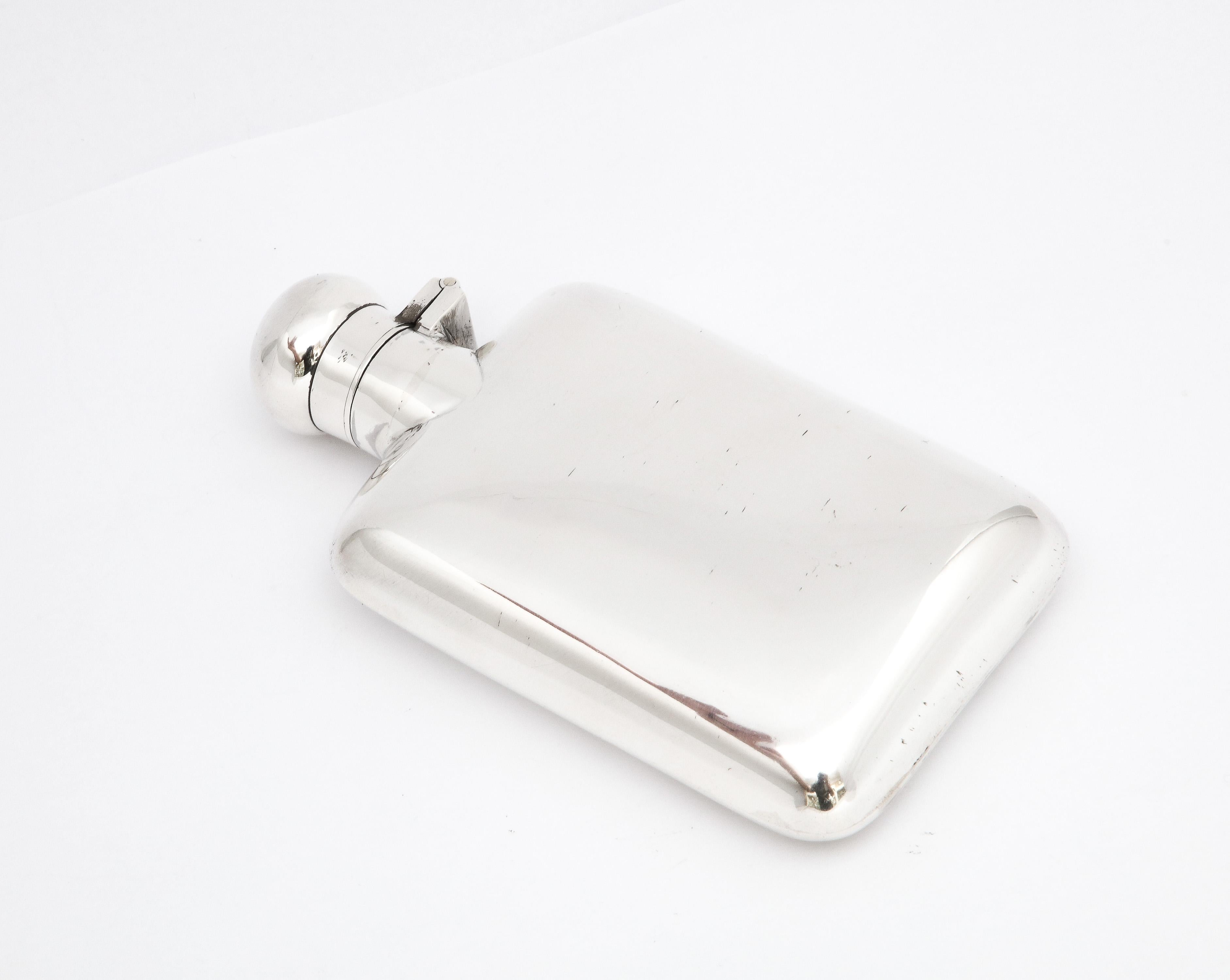 Edwardian Period Sterling Silver Flask with Hinged Lid For Sale 6