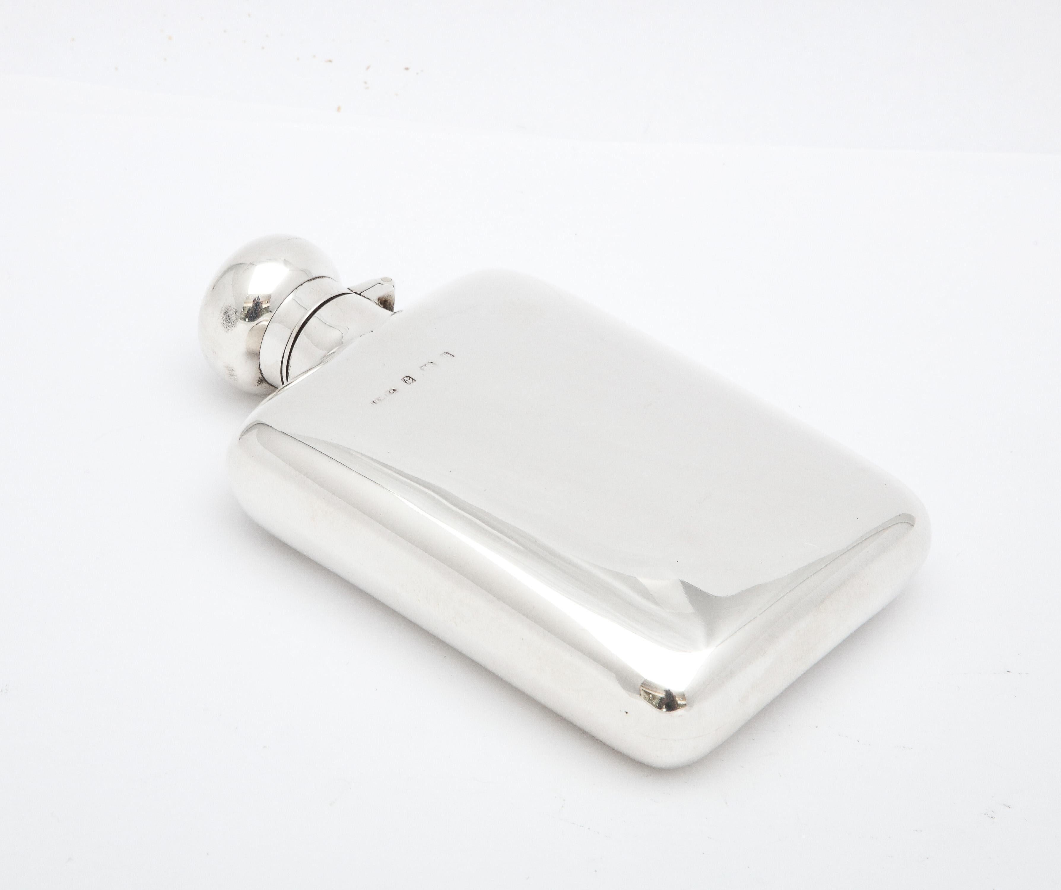 Edwardian Period Sterling Silver Flask With Hinged Lid 6