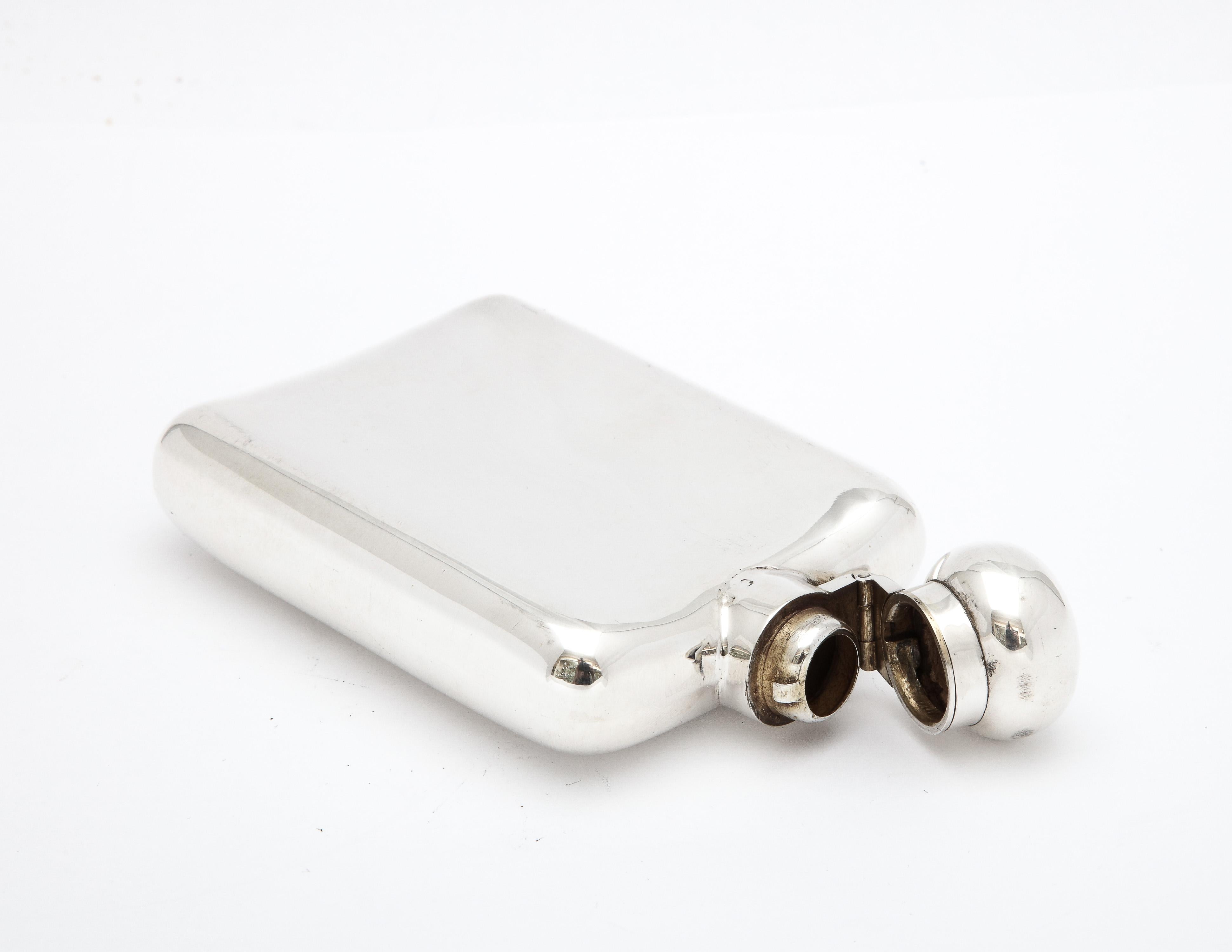 Edwardian Period Sterling Silver Flask With Hinged Lid 8