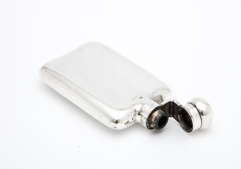 Edwardian Period Sterling Silver Flask with Hinged Lid For Sale 9