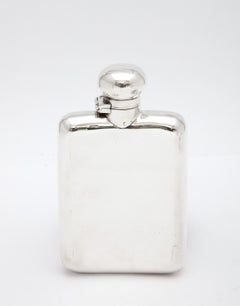 Edwardian Period Sterling Silver Flask With Hinged Lid