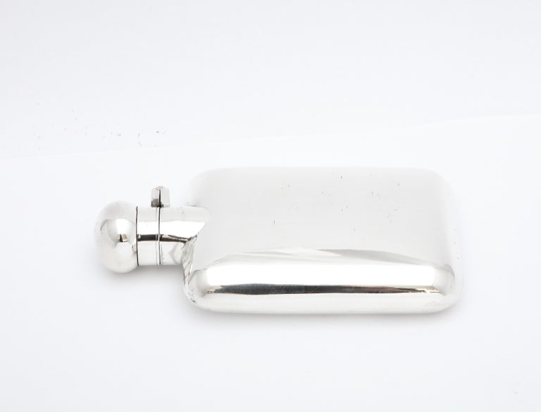 Early 20th Century Edwardian Period Sterling Silver Flask with Hinged Lid For Sale