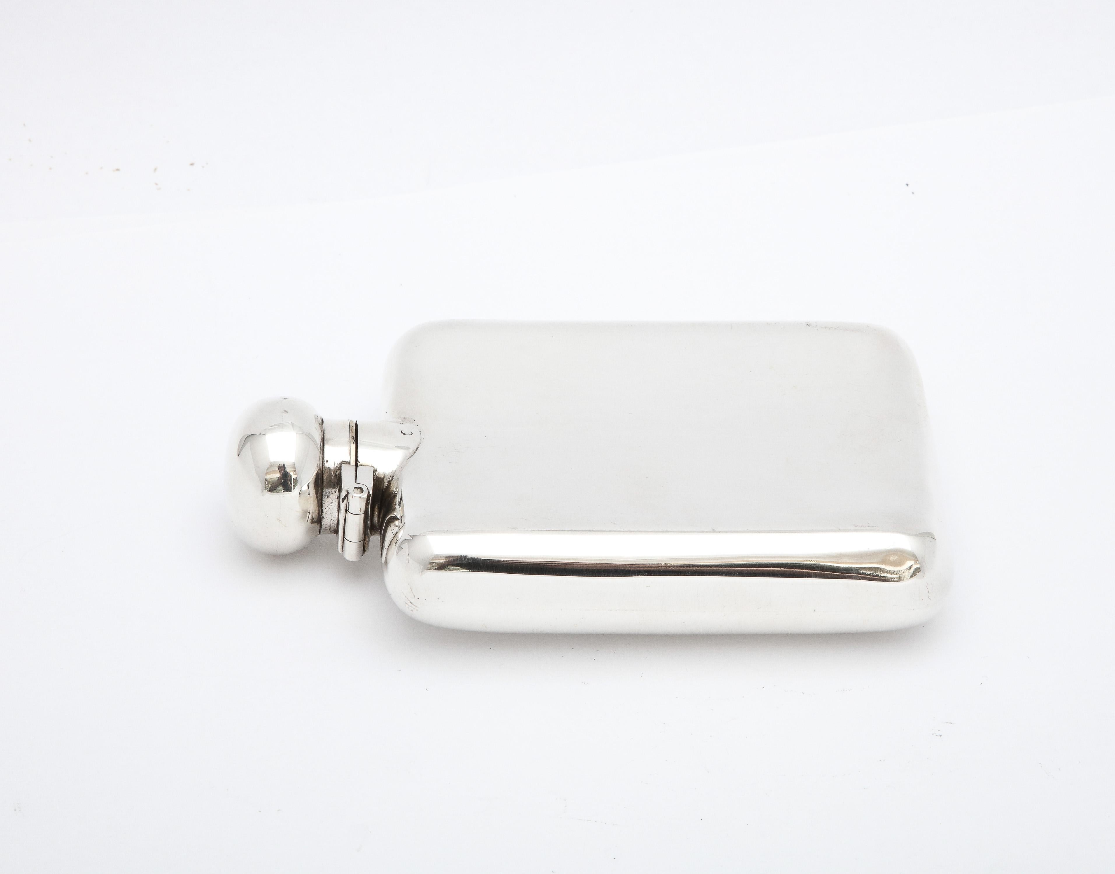 Early 20th Century Edwardian Period Sterling Silver Flask With Hinged Lid