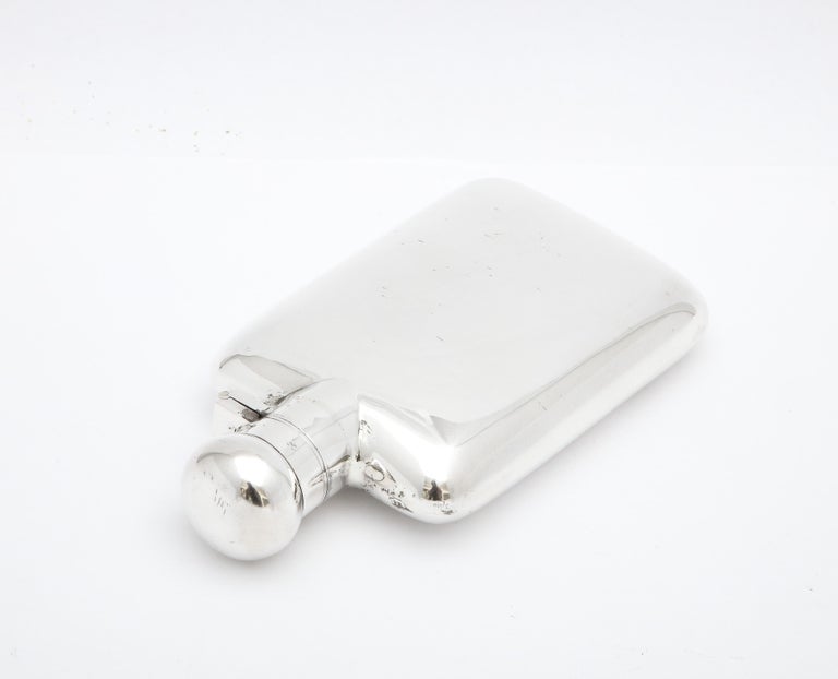 Edwardian Period Sterling Silver Flask with Hinged Lid For Sale 1