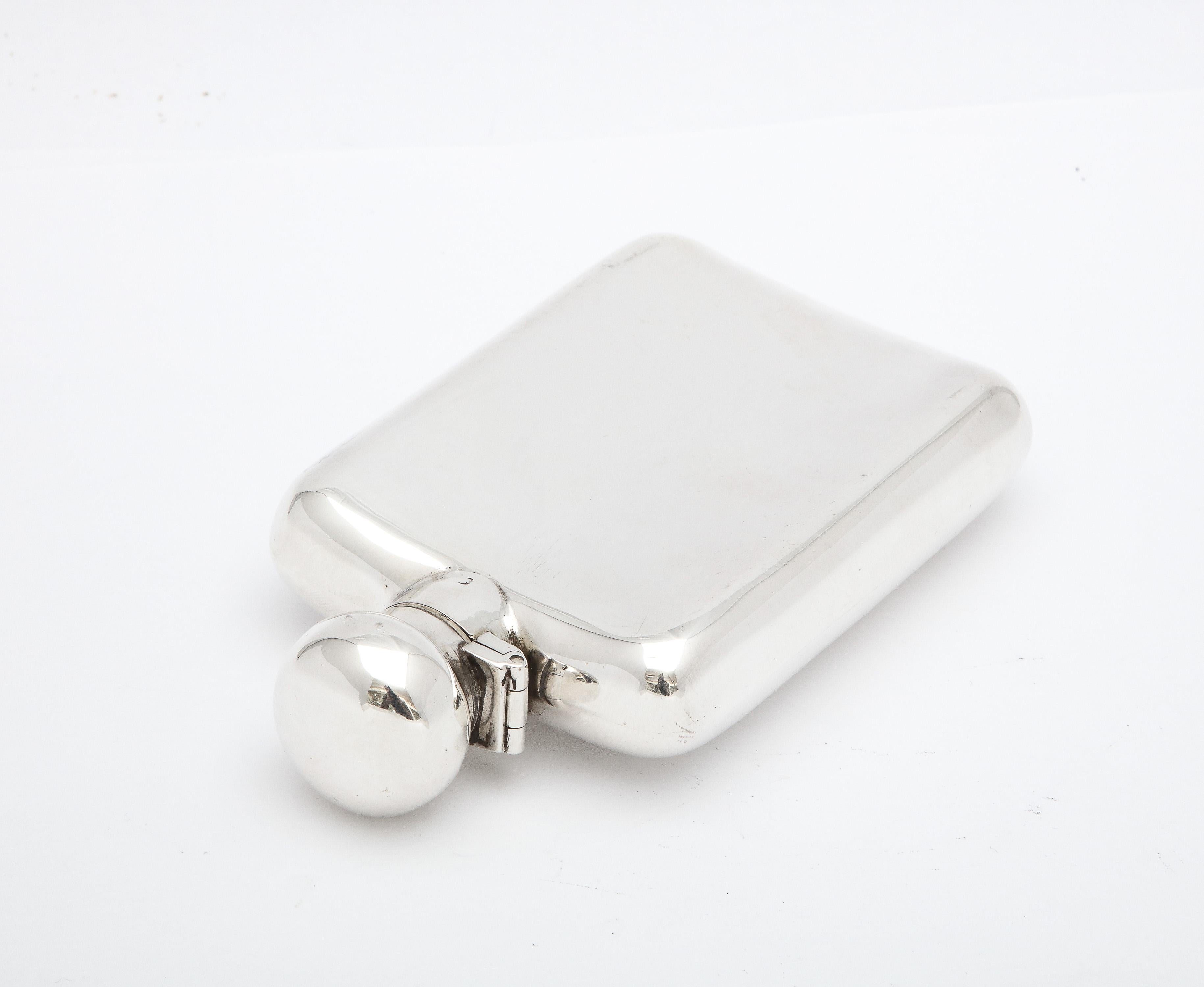 Edwardian Period Sterling Silver Flask With Hinged Lid 1