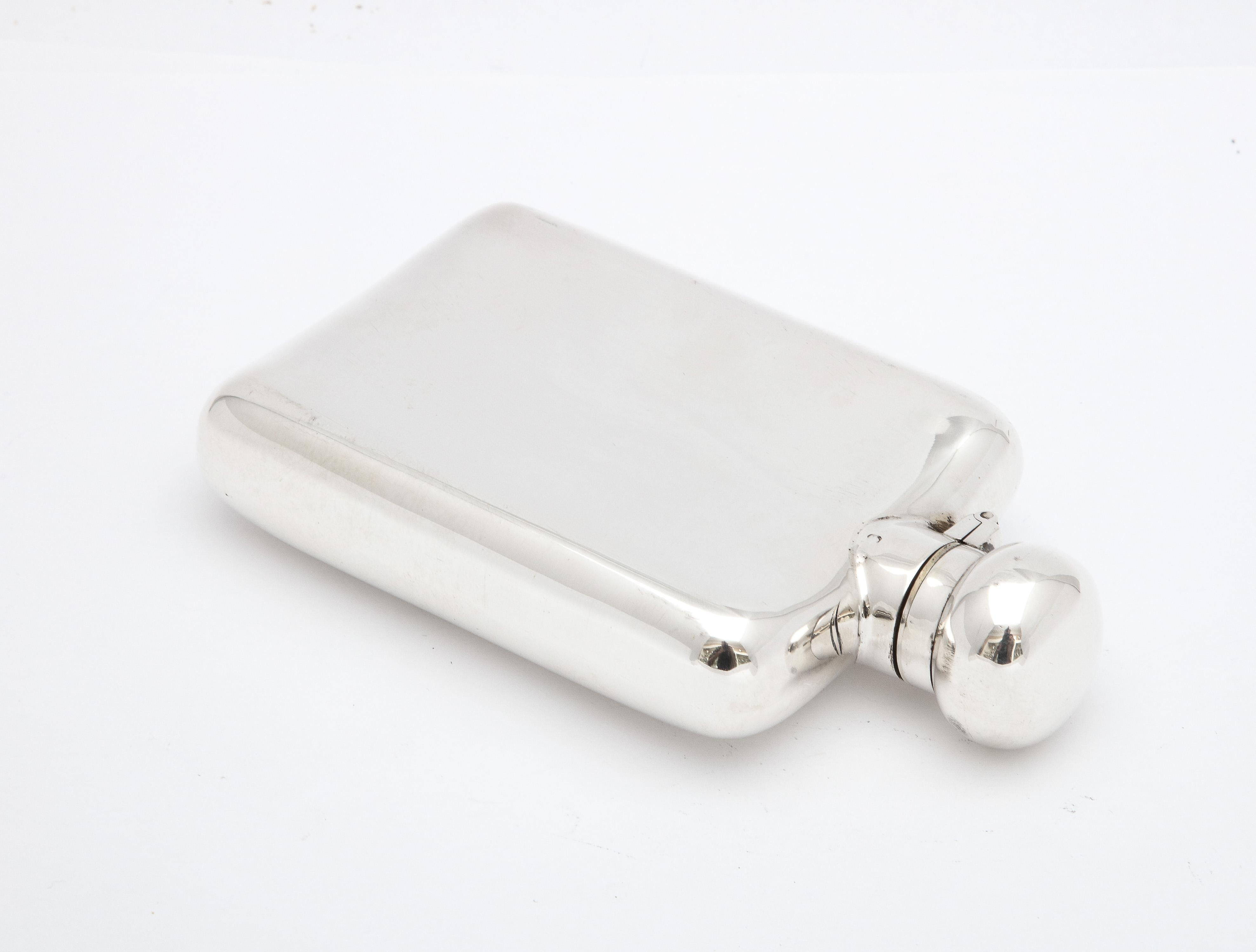Edwardian Period Sterling Silver Flask With Hinged Lid 2