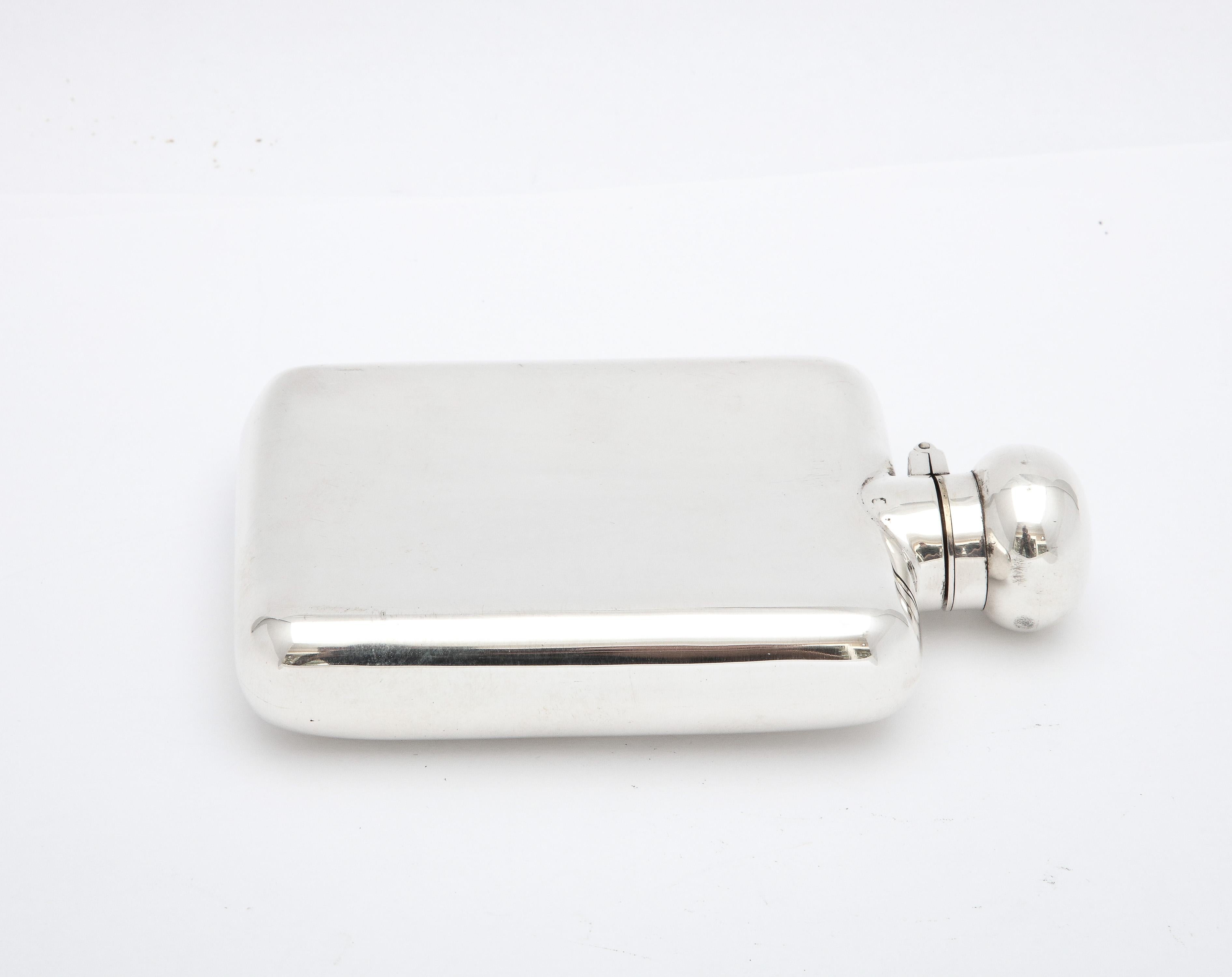 Edwardian Period Sterling Silver Flask With Hinged Lid 3