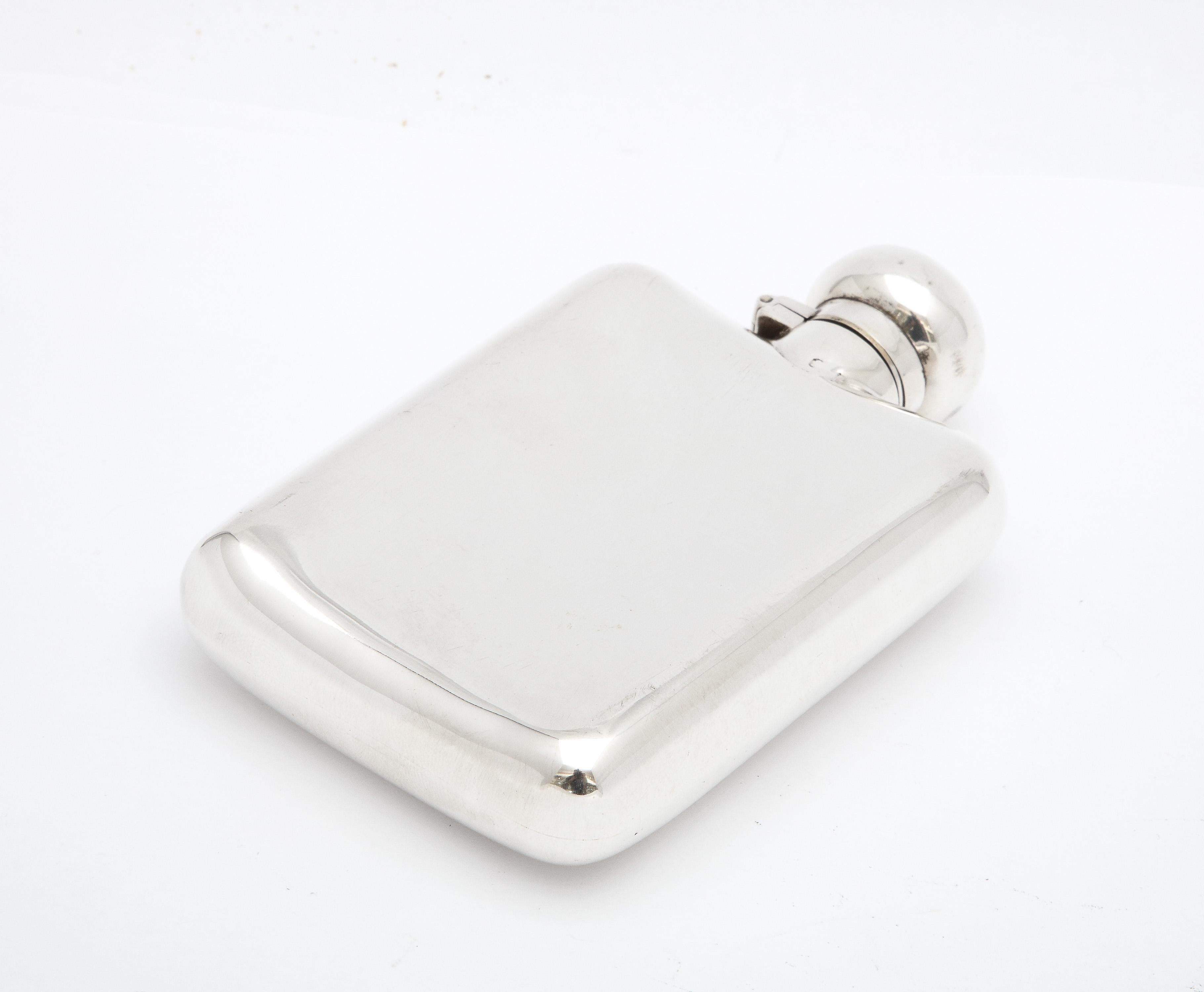Edwardian Period Sterling Silver Flask With Hinged Lid 4