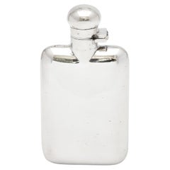 Antique Edwardian Period Sterling Silver Flask with Hinged Lid