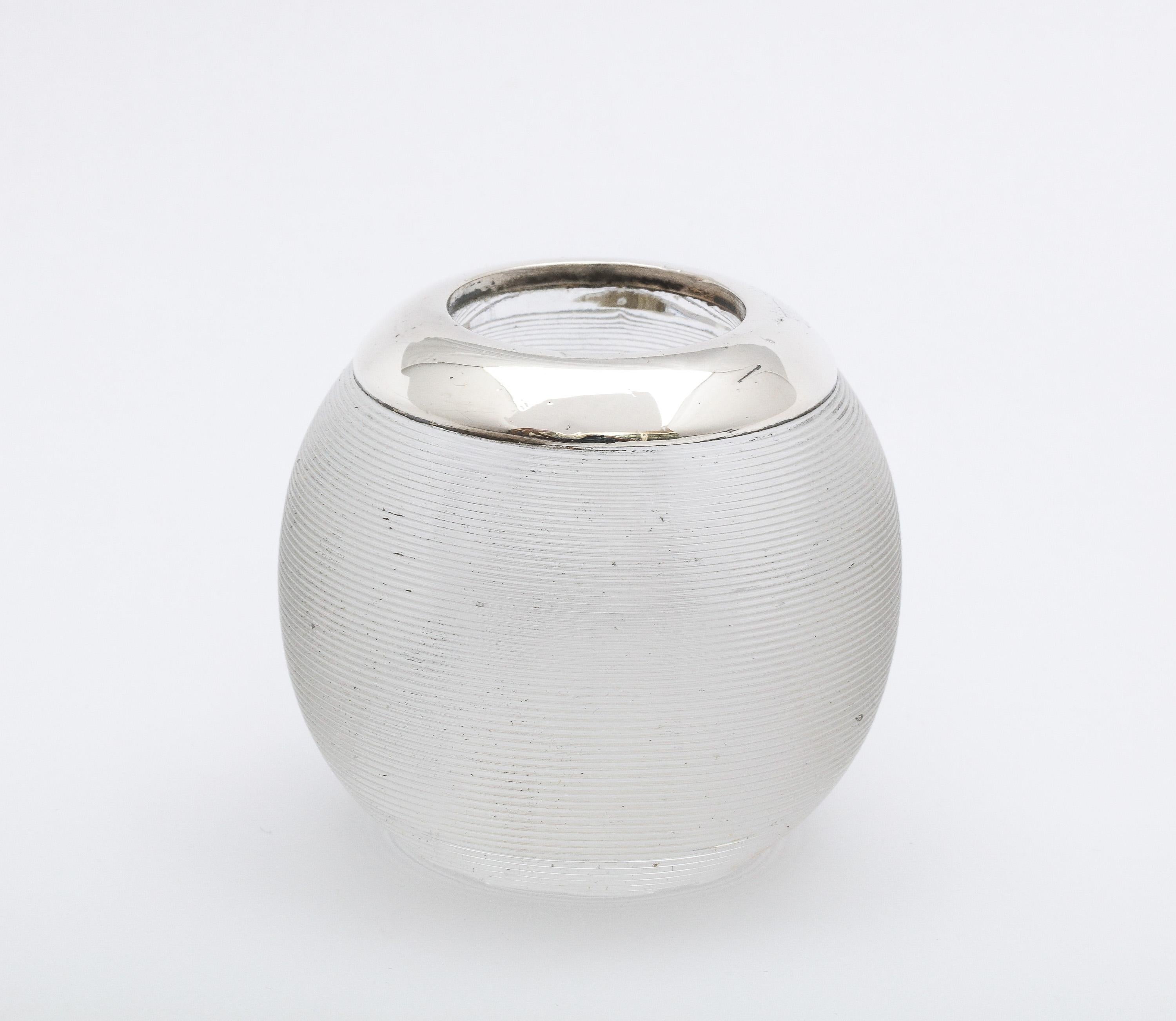 Early 20th Century Edwardian Period Sterling Silver-Mounted Threaded Crystal Match Striker