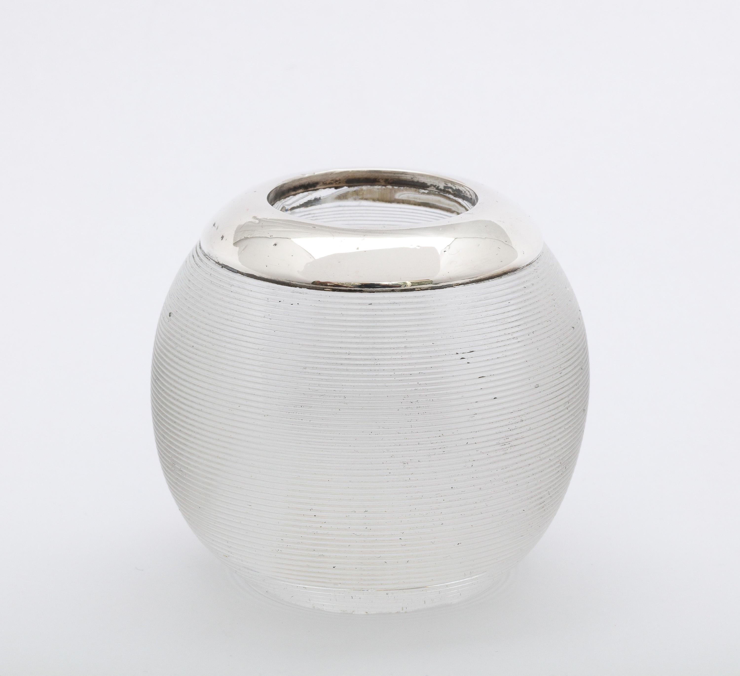 Edwardian Period Sterling Silver-Mounted Threaded Crystal Match Striker 3