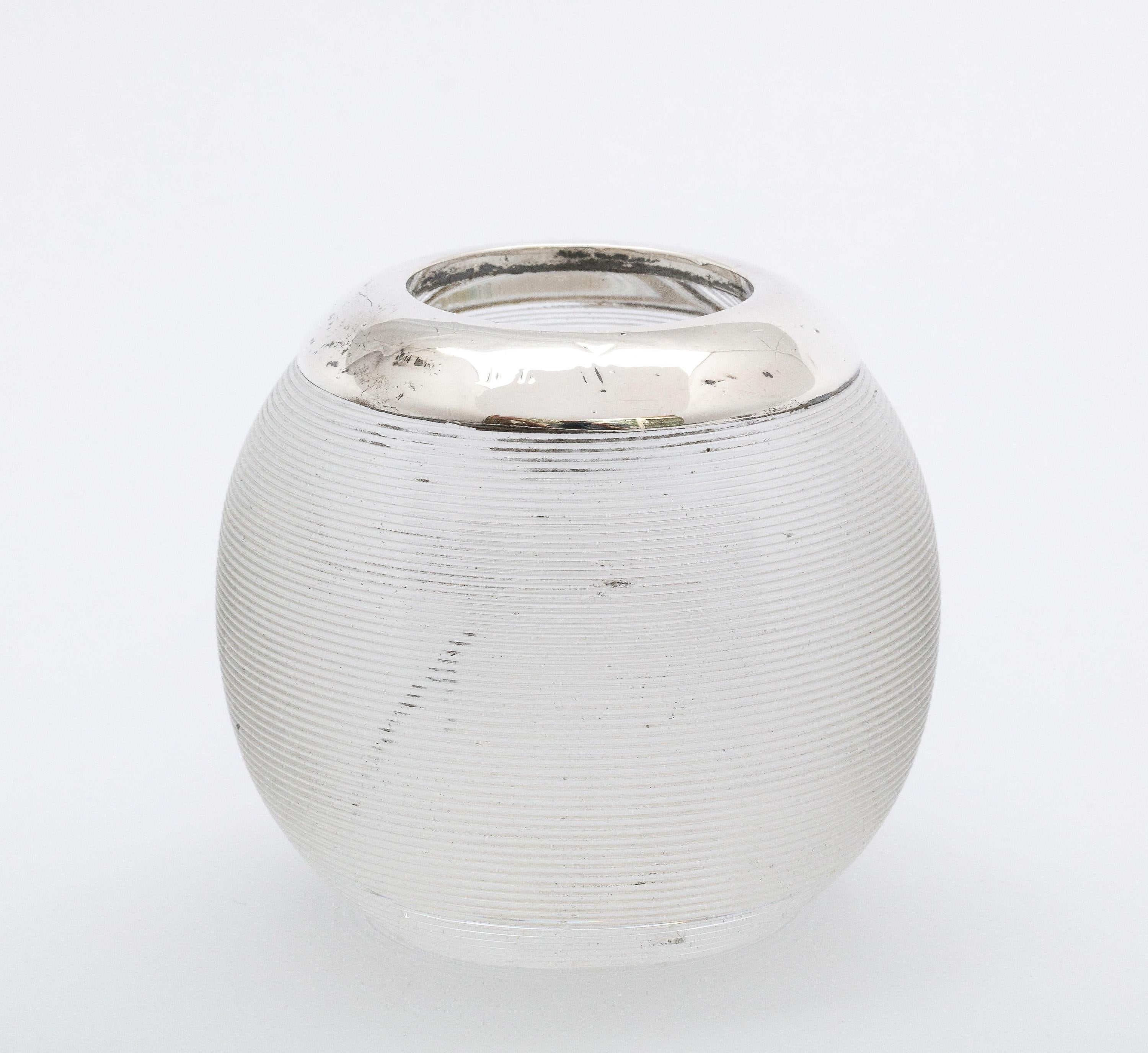 Edwardian Period Sterling Silver-Mounted Threaded Crystal Match Striker 4