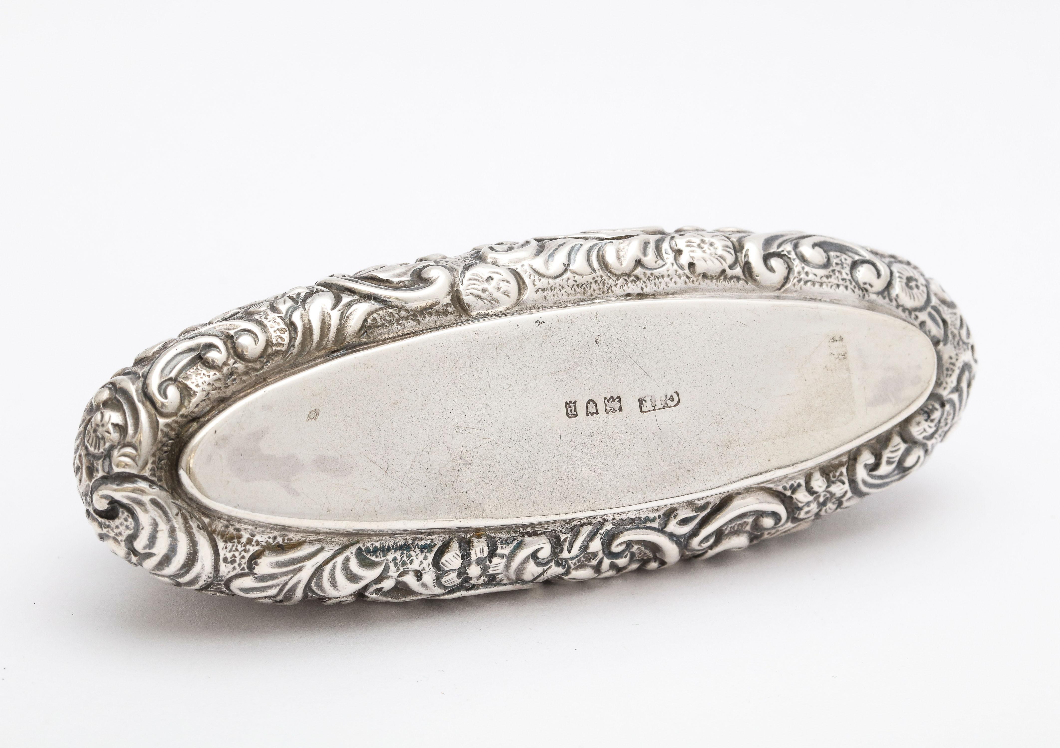 Edwardian Period Sterling Silver Oval Trinkets Box with Hinged Lid 7