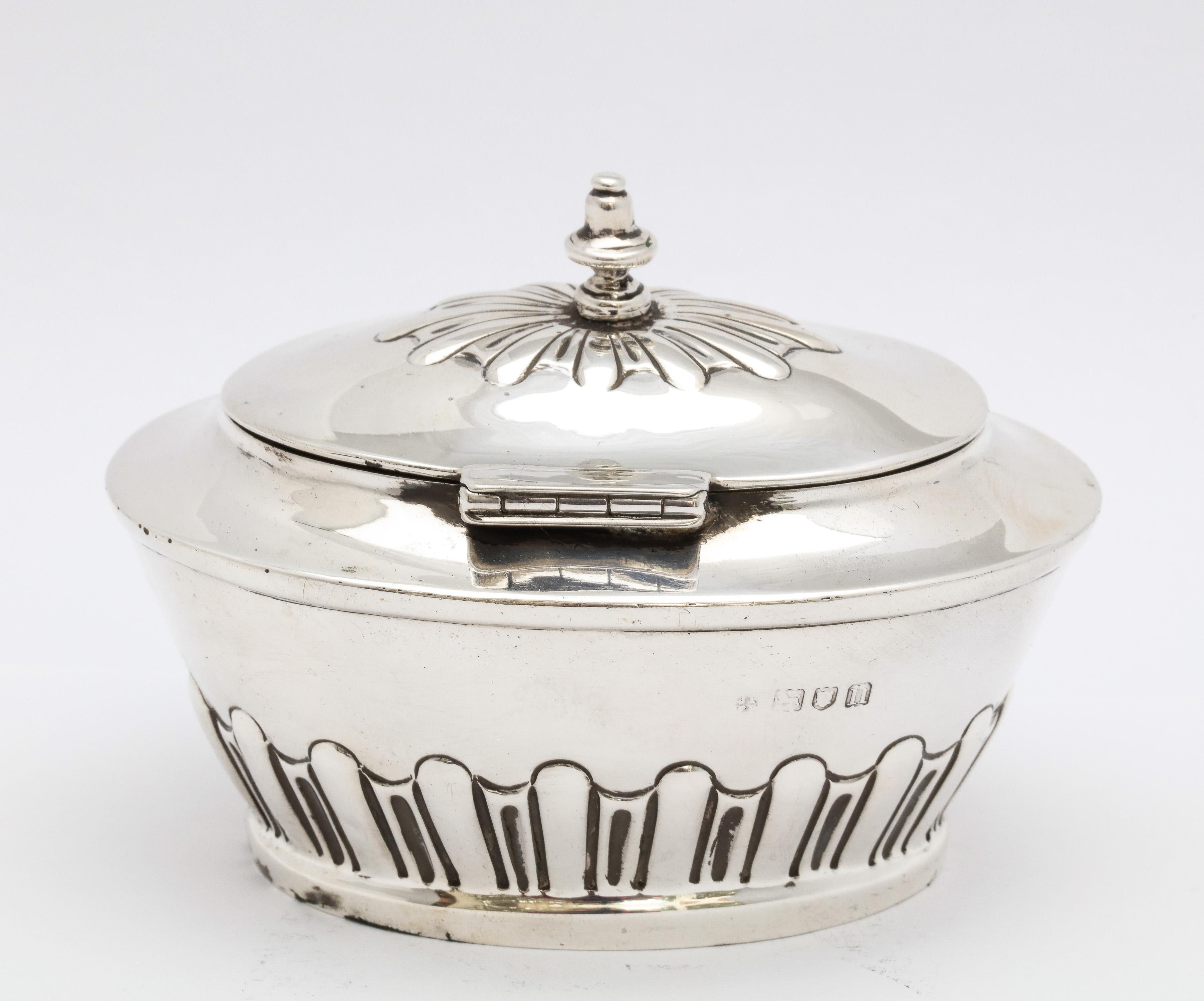 Caja de té de plata de ley de la época eduardiana con tapa abatible Inglés en venta