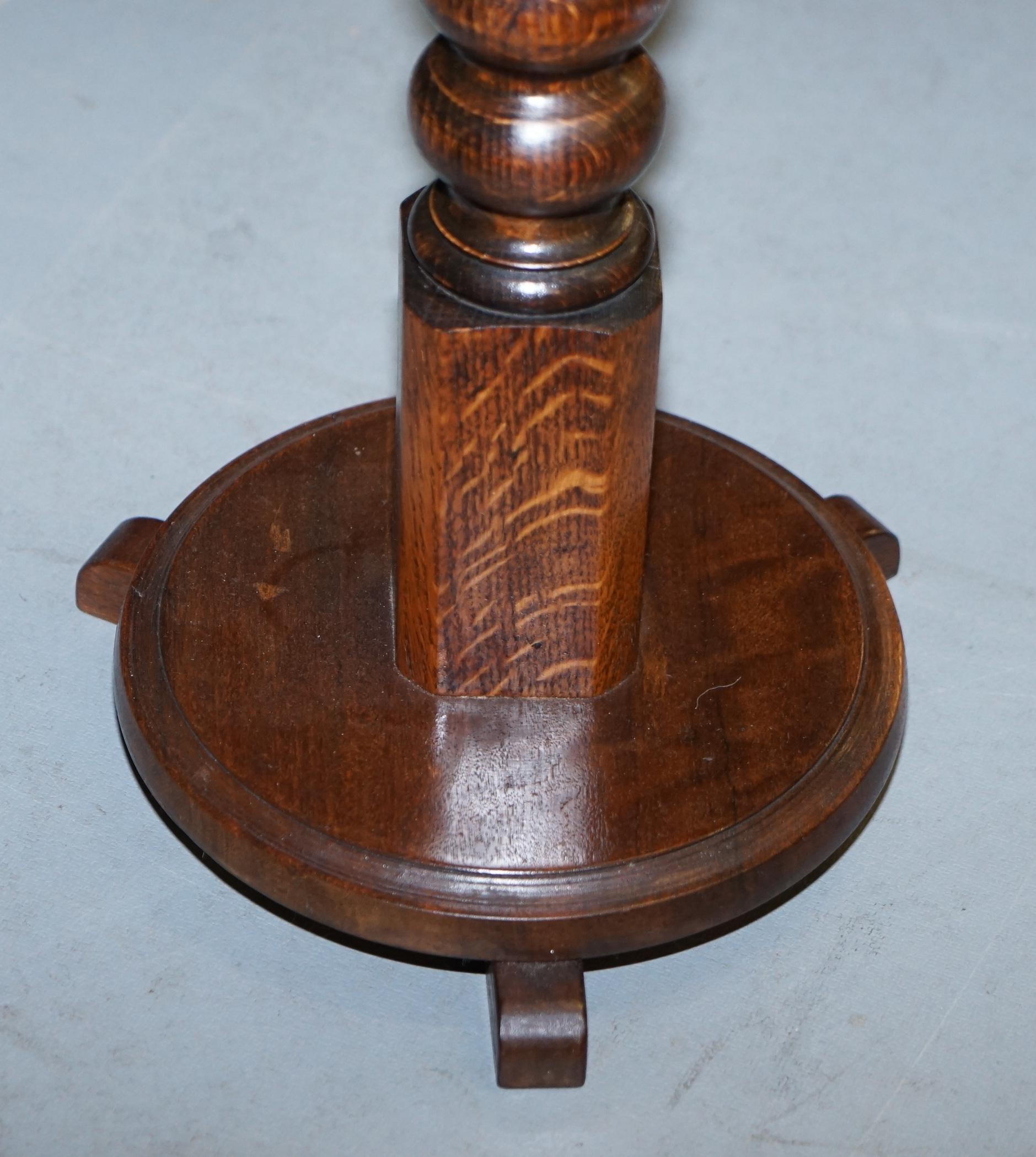 Edwardian Period Tall English Oak Walnut Bobbin Turned Lamp Wine Side End Table 5