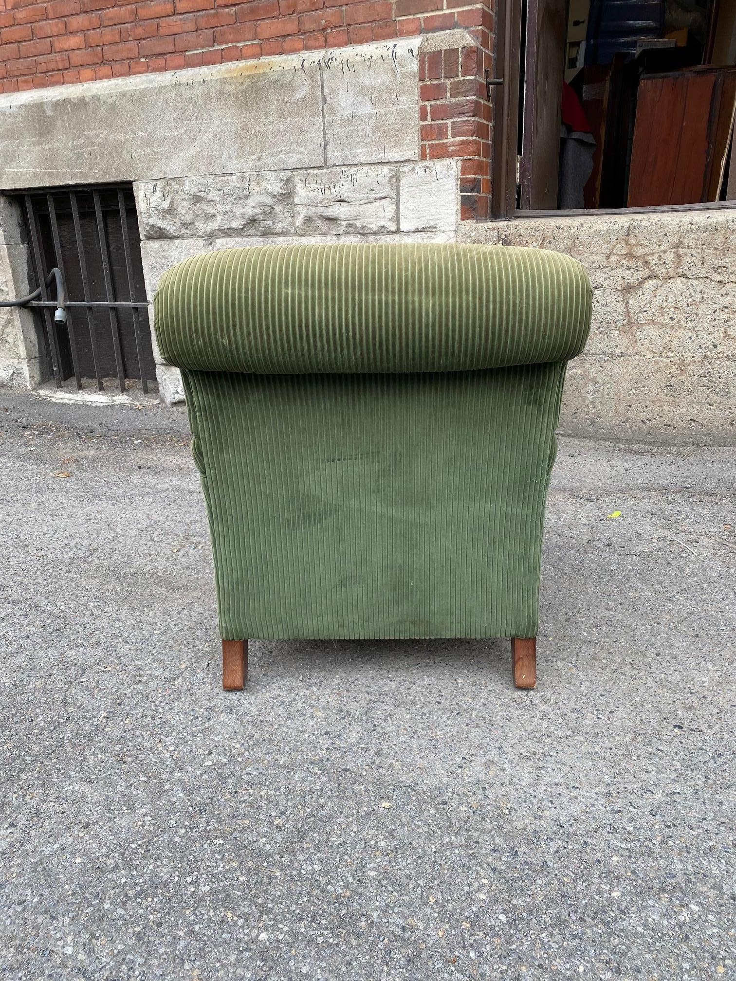 Early 20th Century Edwardian Period Velvet Upholstered Library Armchair Attributes to Howard & Sons