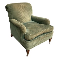 Edwardian Period Velvet Upholstered Library Armchair Attributes to Howard & Sons