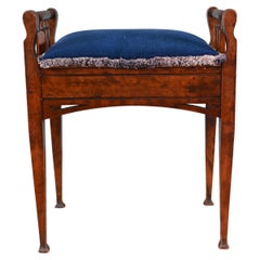 Taburete eduardiano para piano Asiento de nogal de 1910