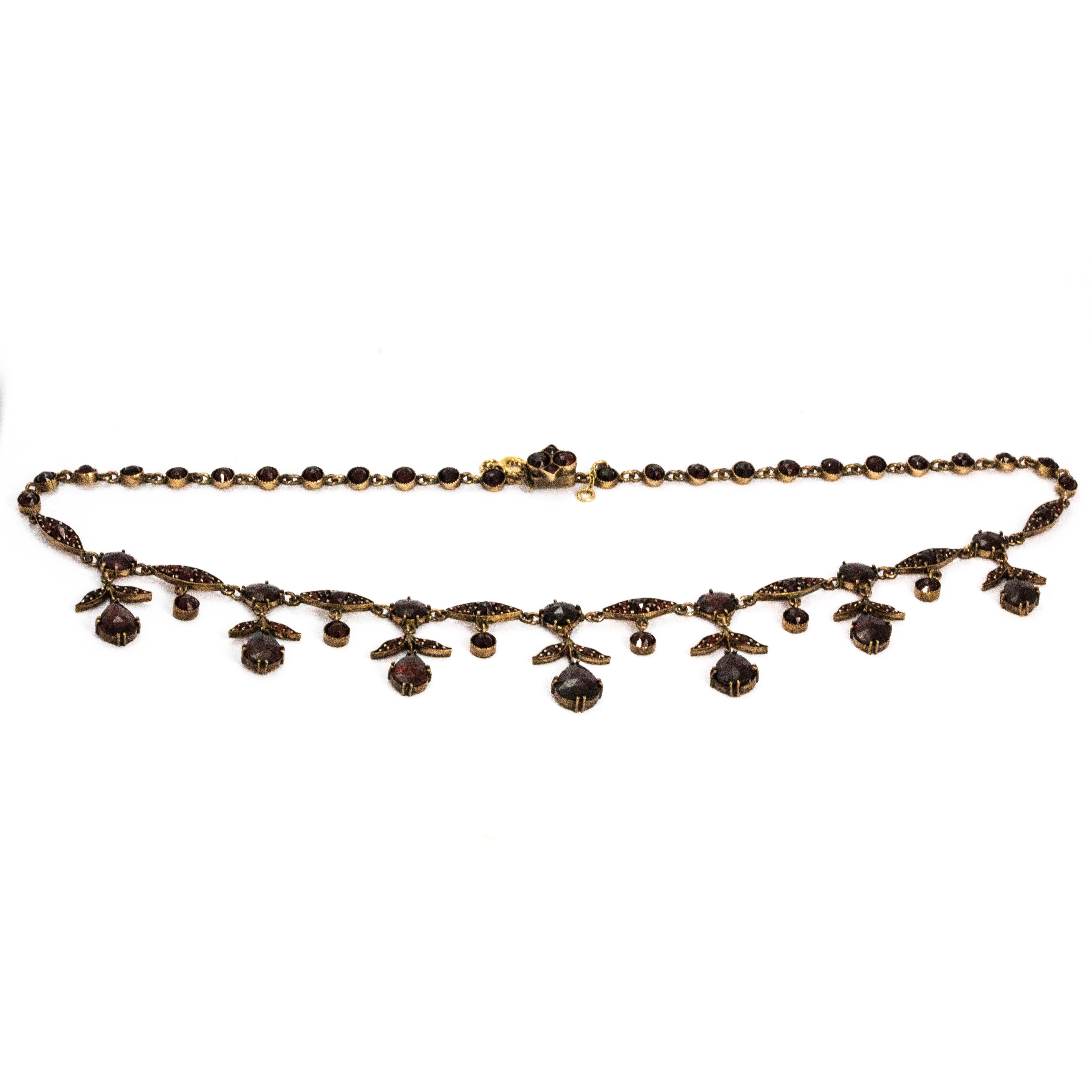 Edwardianische Pinchbeck Granat Halskette Damen