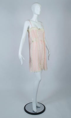 Edwardian Bridal Trousseau Pink Silk Pintuck Step-In Romper Teddy - L, 1910s