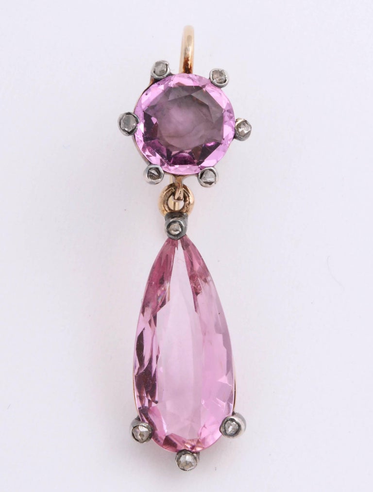 Edwardian Pink Topaz and Diamond Earrings For Sale at 1stDibs pink