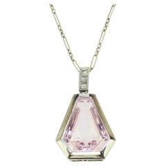 Edwardian Pink Topaz and Diamond Necklace