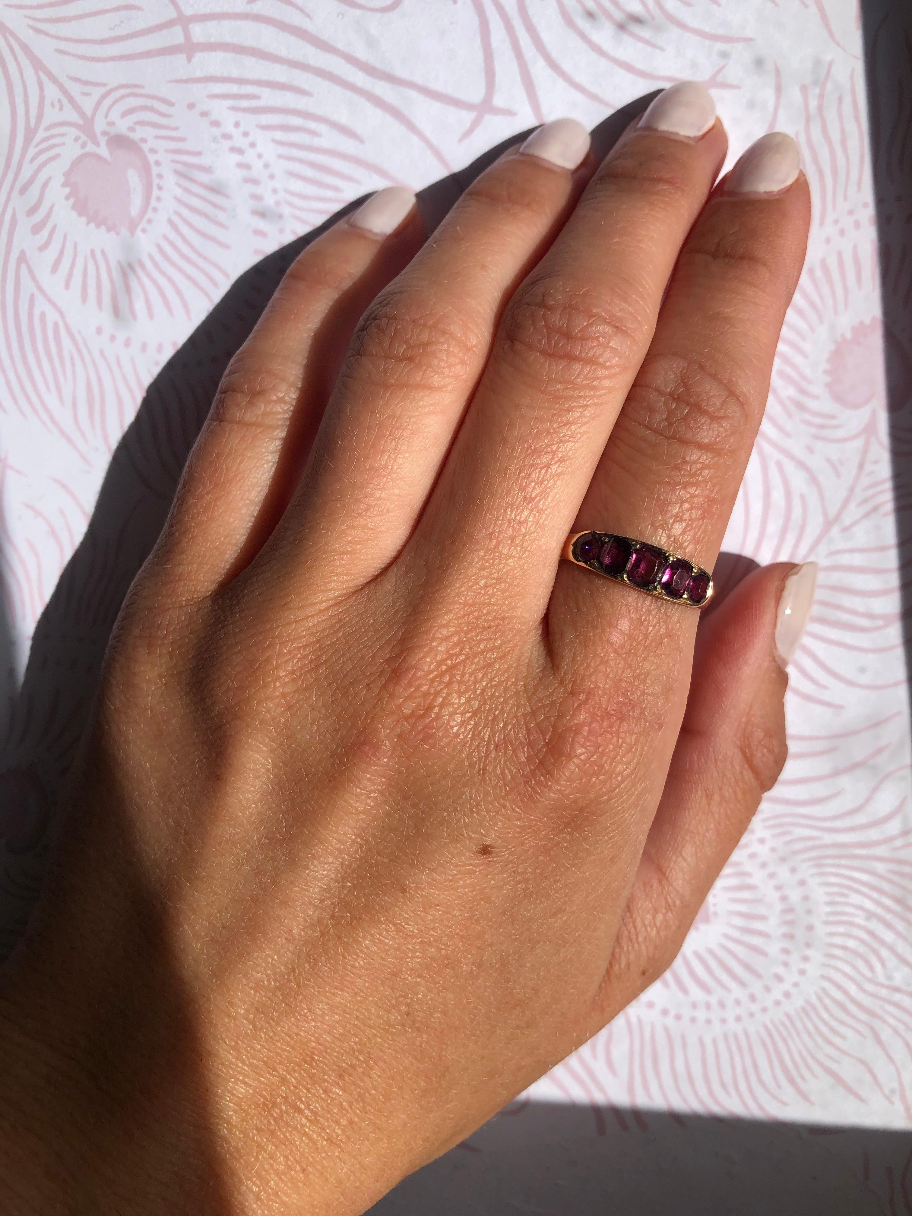 Women's Edwardian Pink Tourmaline and 9 Carat Gold Five-Stone Ring