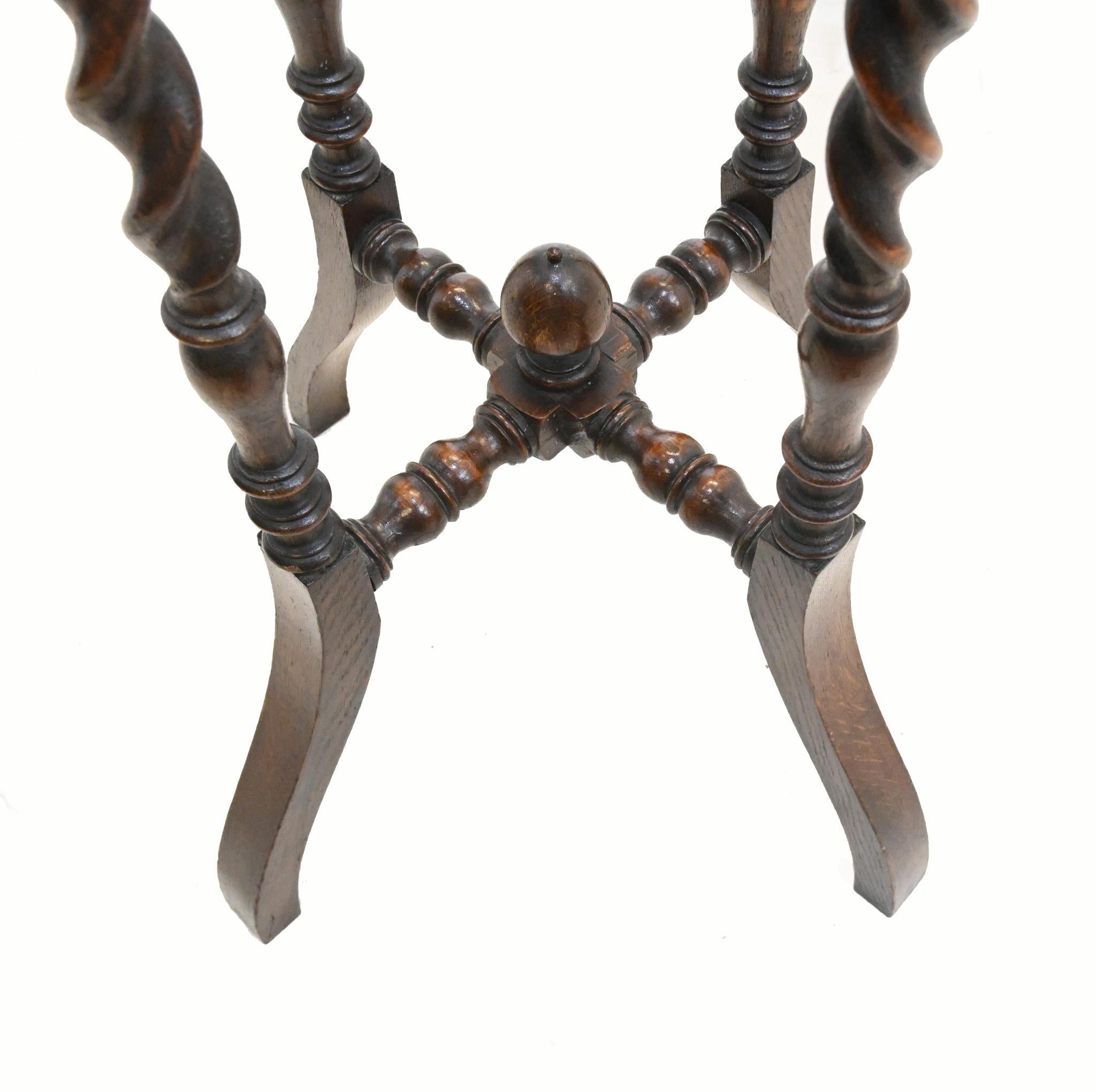 Edwardian Plant Stand Pedestal Table Barley Twist In Good Condition For Sale In Potters Bar, GB