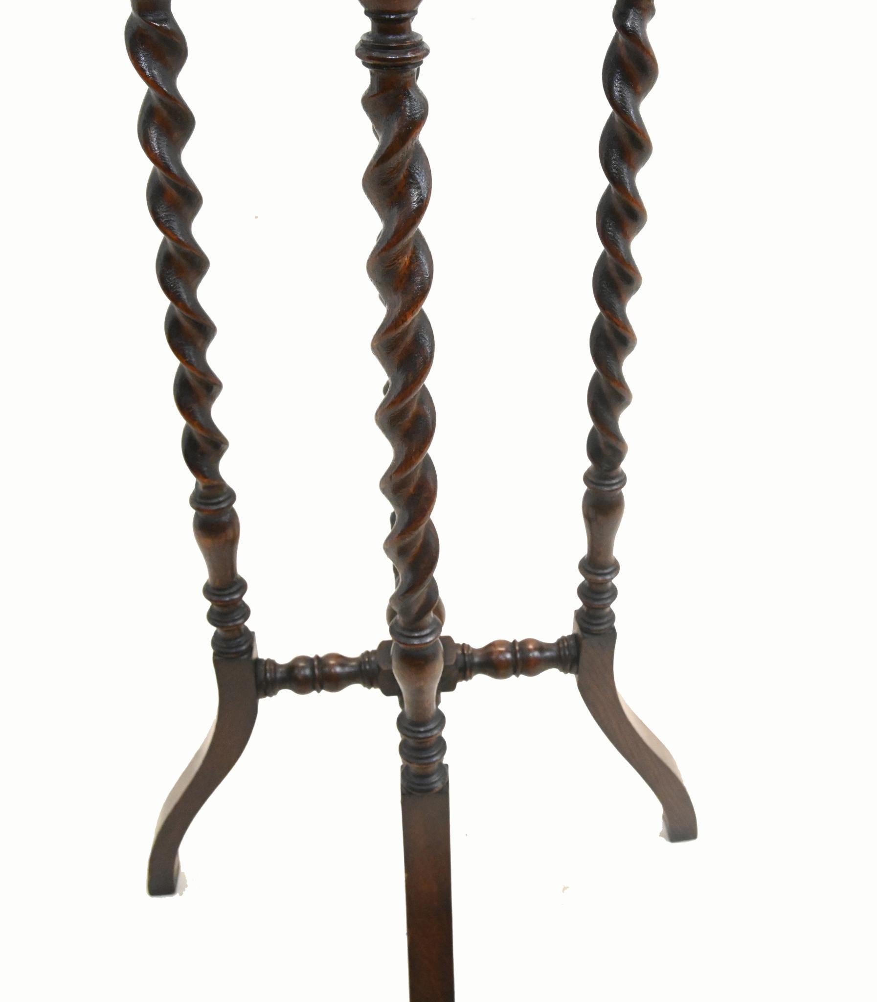 Late 19th Century Edwardian Plant Stand Pedestal Table Barley Twist For Sale