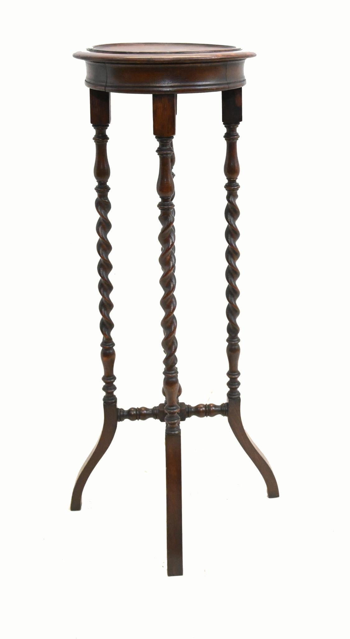 Mahogany Edwardian Plant Stand Pedestal Table Barley Twist For Sale