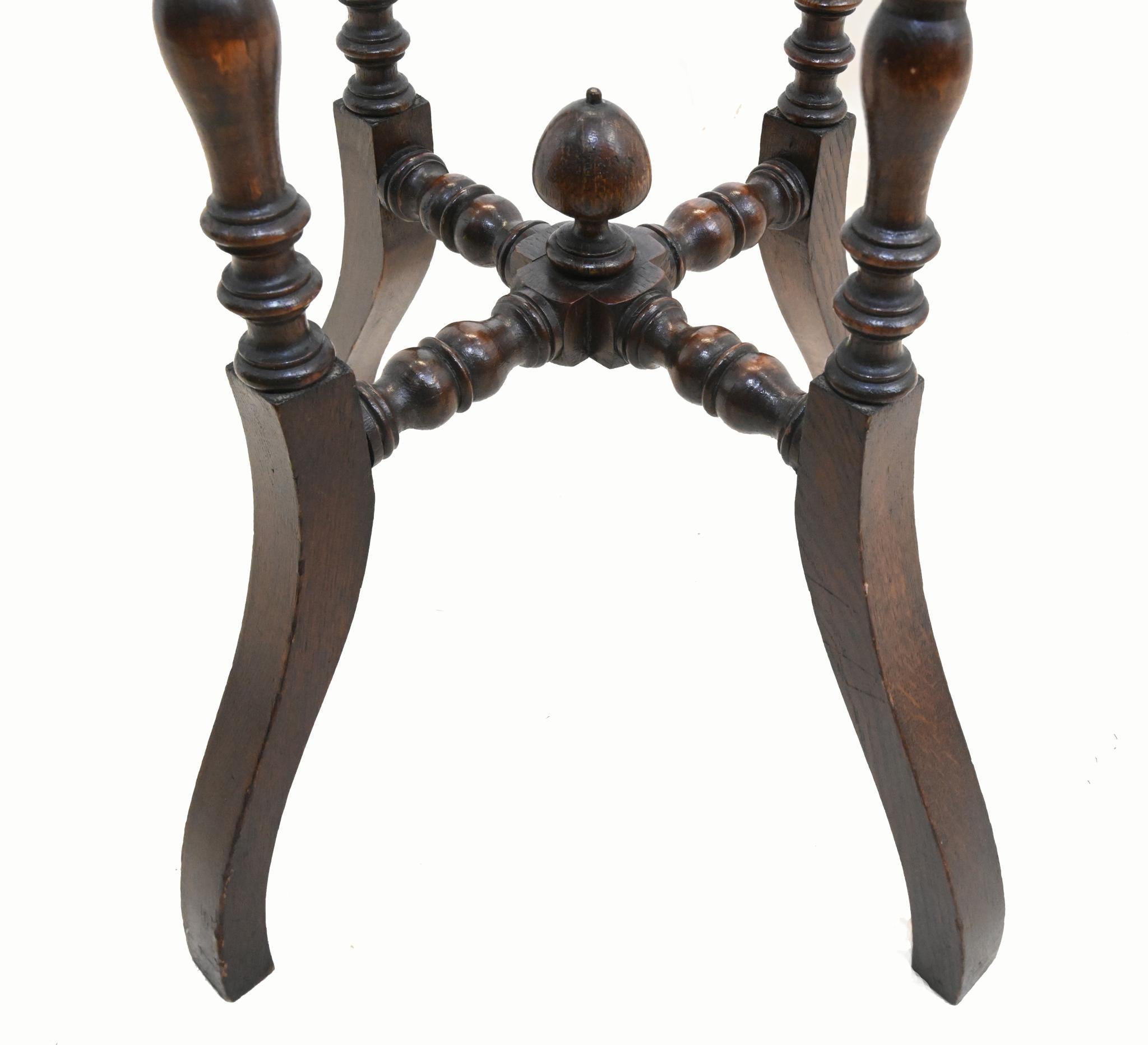 Edwardian Plant Stand Pedestal Table Barley Twist For Sale 1