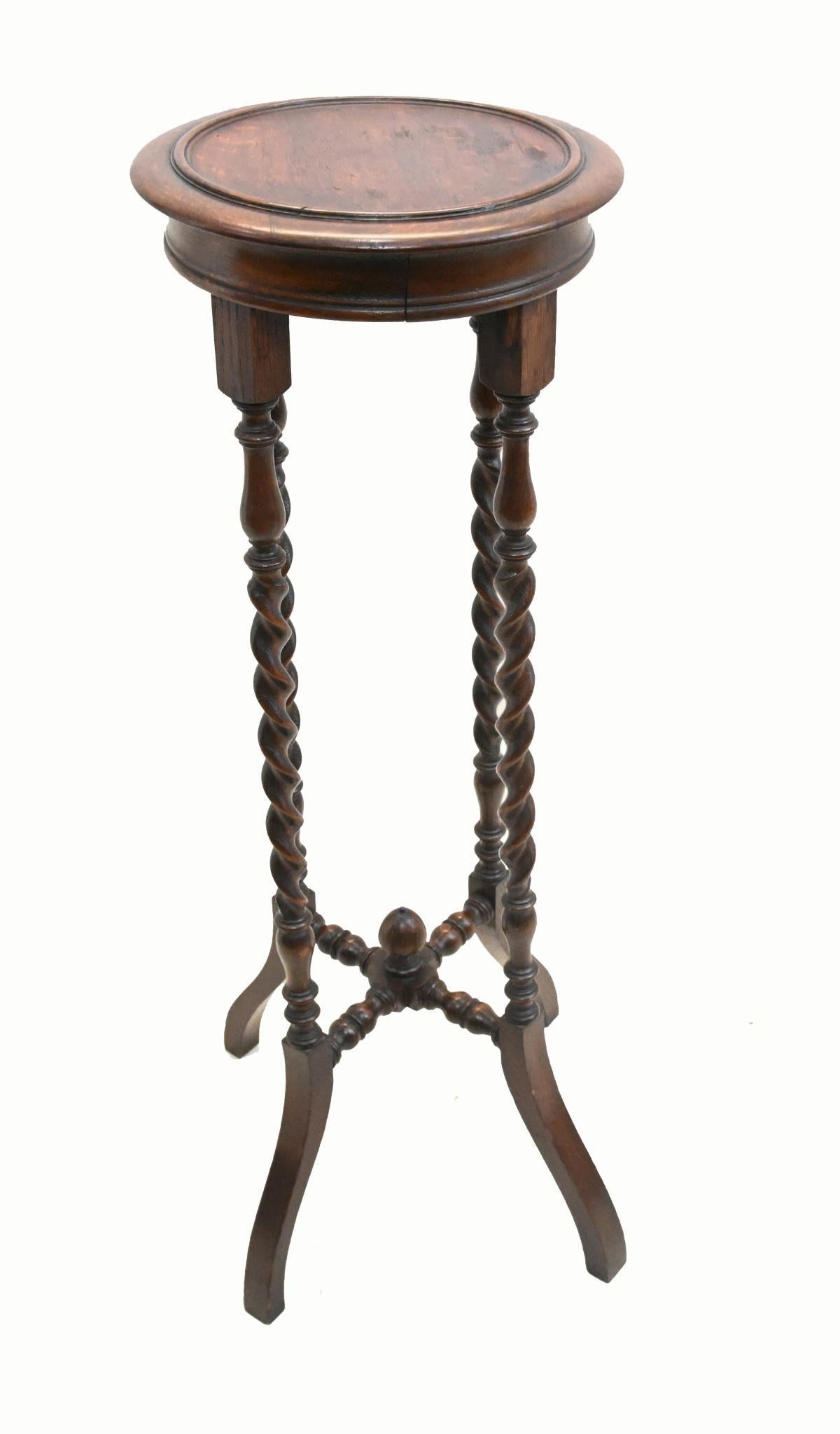 Edwardian Plant Stand Pedestal Table Barley Twist For Sale 2