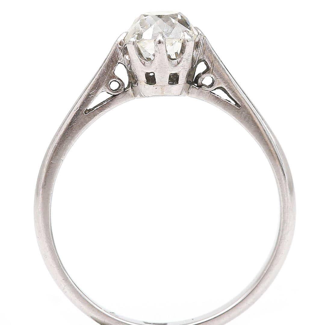 Edwardian Platinum 0.95ct Old Cut Diamond Solitaire Engagement Ring, Circa 1910 5