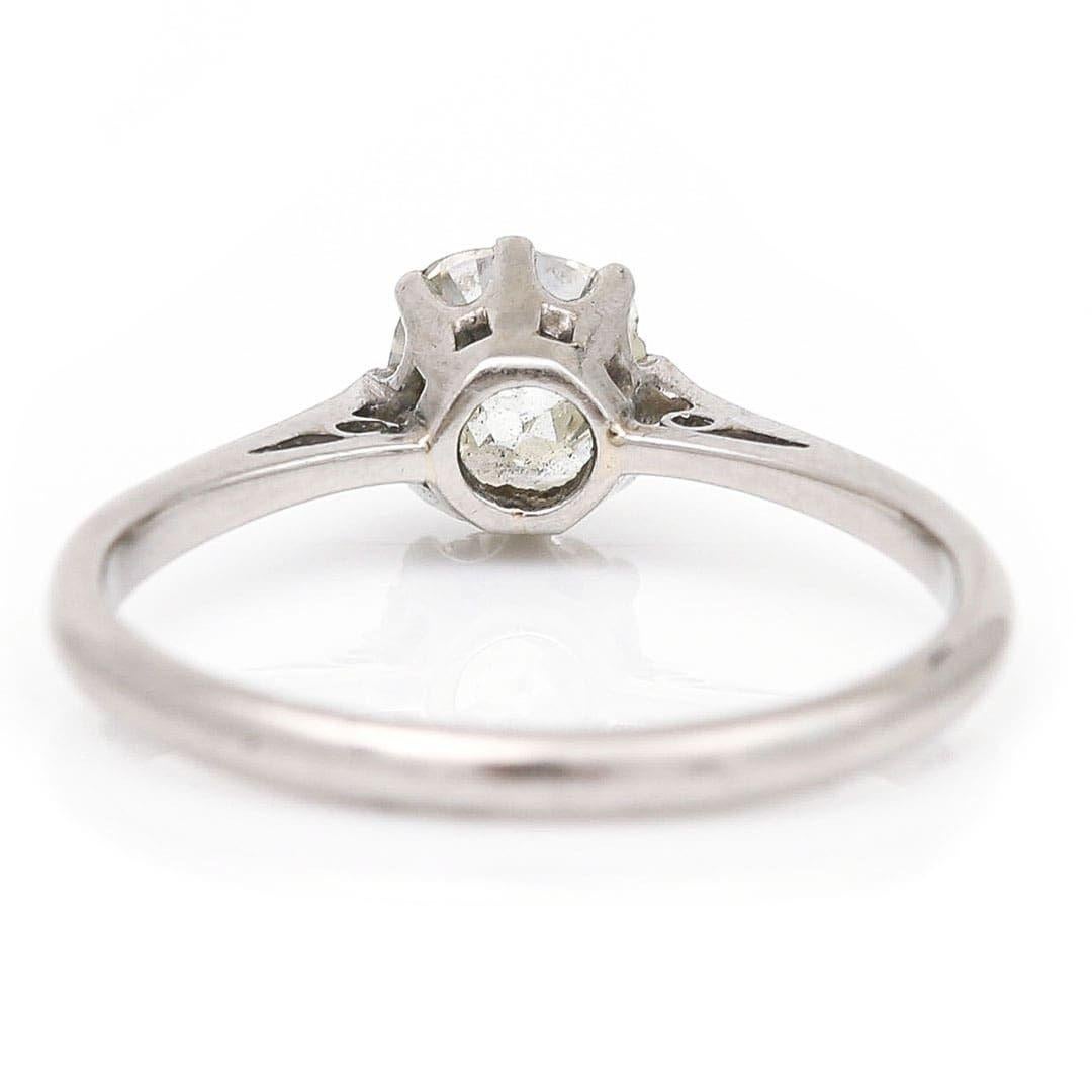 Edwardian Platinum 0.95ct Old Cut Diamond Solitaire Engagement Ring, Circa 1910 6