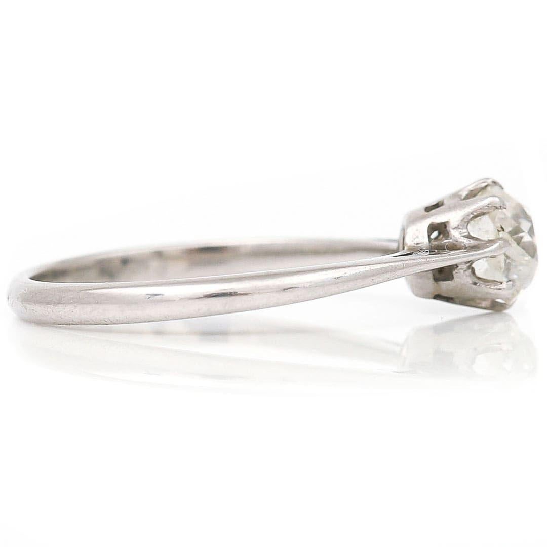 Women's Edwardian Platinum 0.95ct Old Cut Diamond Solitaire Engagement Ring, Circa 1910