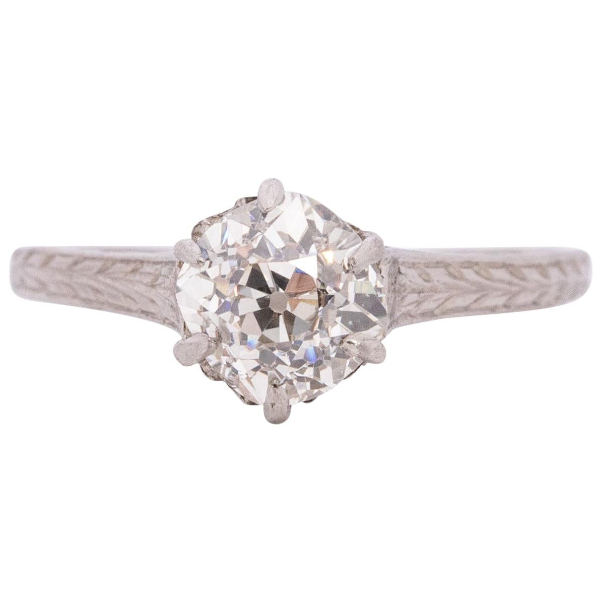 Edwardian Platinum 1.0 Carat Solitaire Diamond Cathedral Shank Engagement Ring