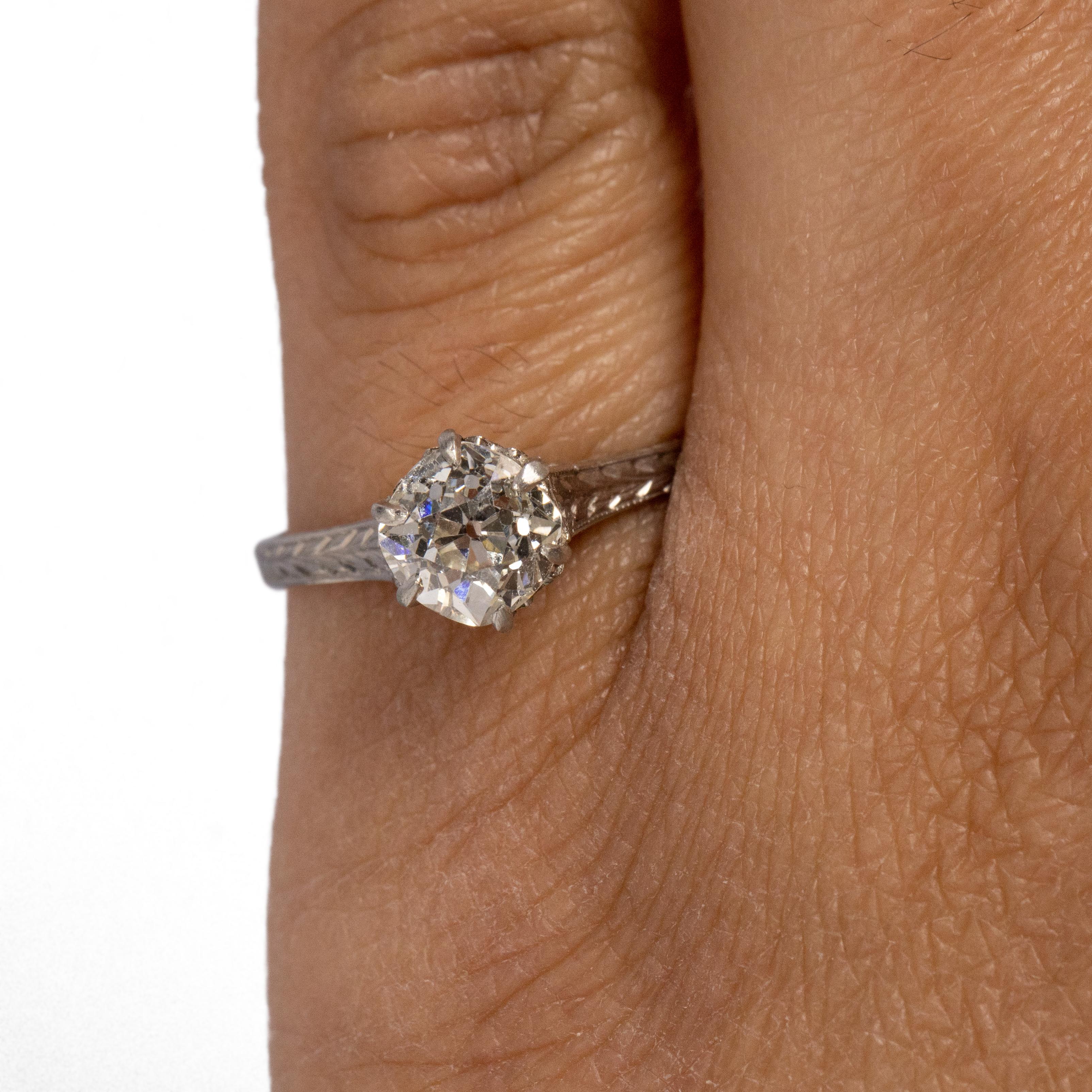 Old European Cut Edwardian Platinum 1.0 Carat Solitaire Diamond Cathedral Shank Engagement Ring