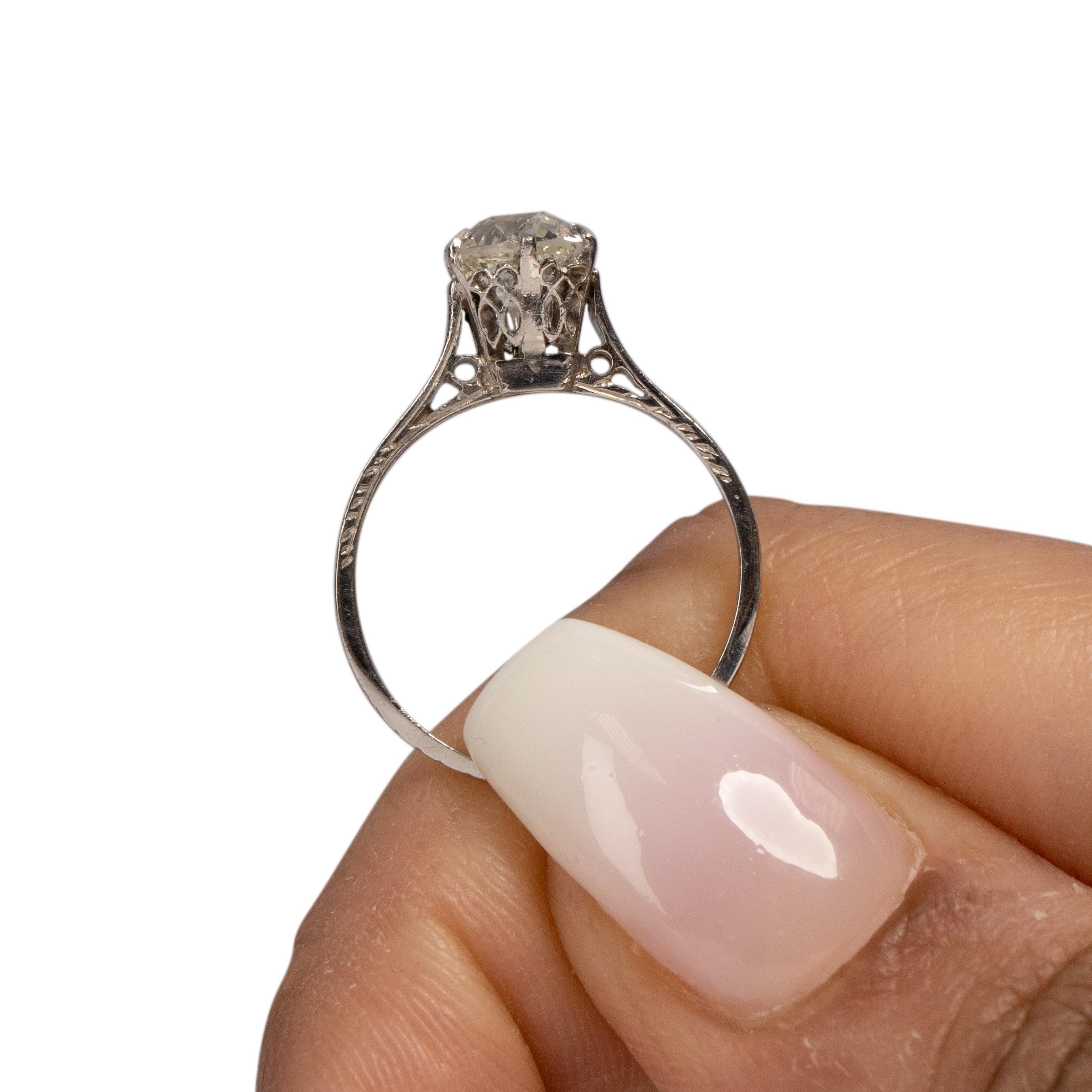 Edwardian Platinum 1.0 Carat Solitaire Diamond Cathedral Shank Engagement Ring 1