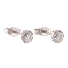 Edwardian Platinum/14k Diamond Stud Earrings