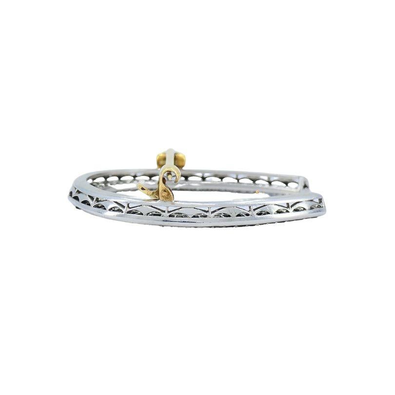 Edwardian Platinum 14k Gold Diamond Onyx Horseshoe Pin Brooch For Sale 3