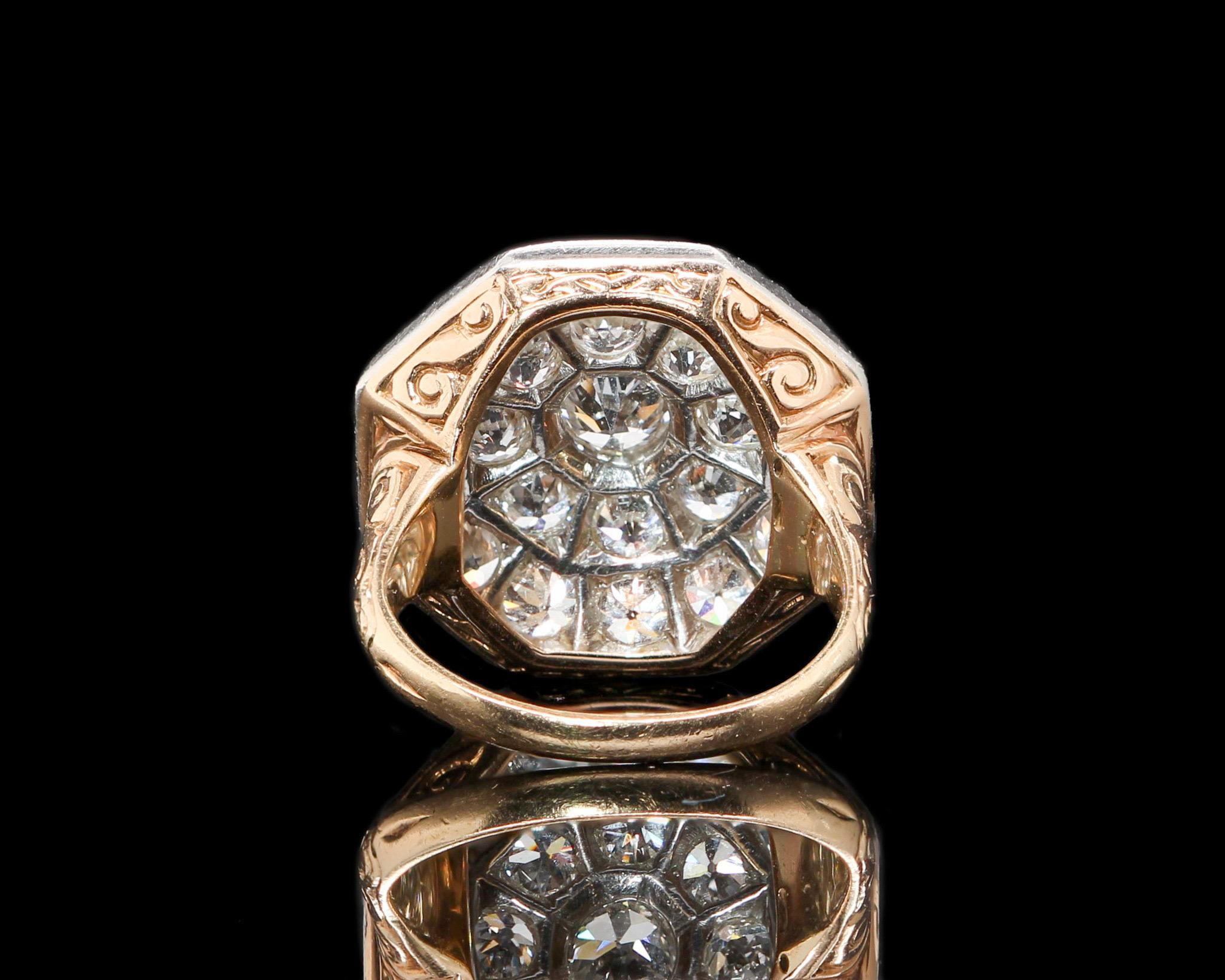 Édouardien Bague de fiançailles édouardienne en platine et diamant octogonal taille ancienne 14 carats  en vente