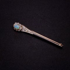 Edwardian Platinum & 18K Gold Opal and Old Cut Diamond Halley’s Comet Brooch