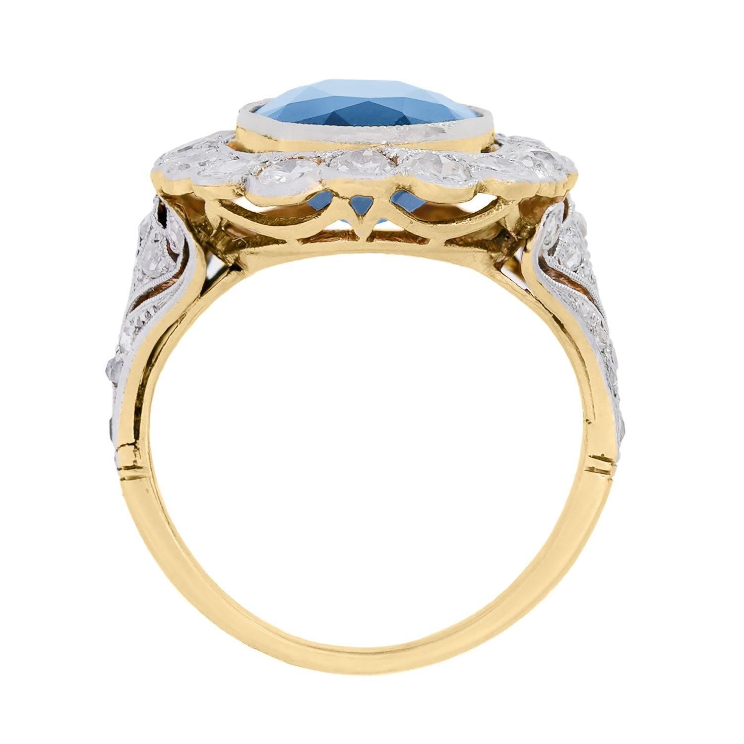 Women's Edwardian Platinum/18k Sapphire & Diamond Ring 7.5ctw