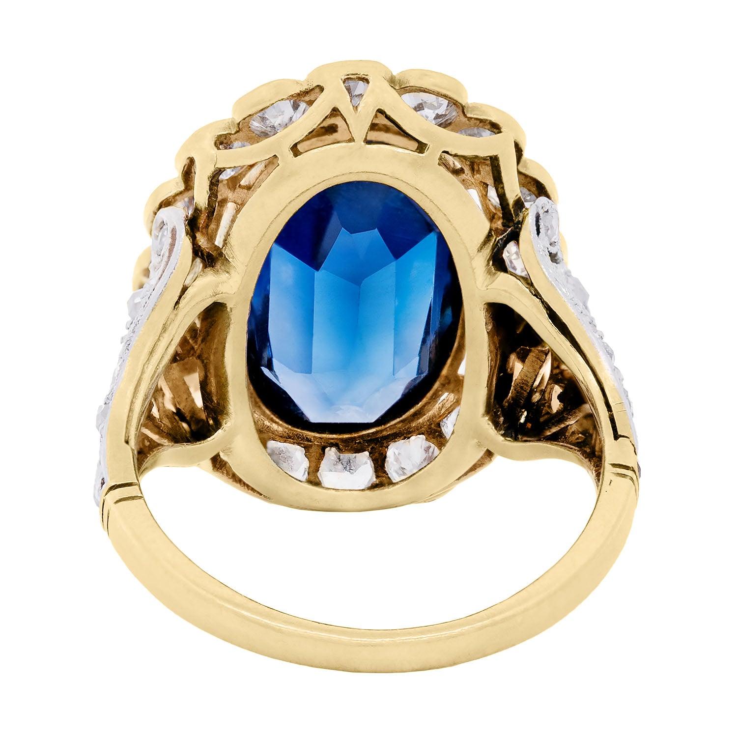 Edwardian Platinum/18k Sapphire & Diamond Ring 7.5ctw 1