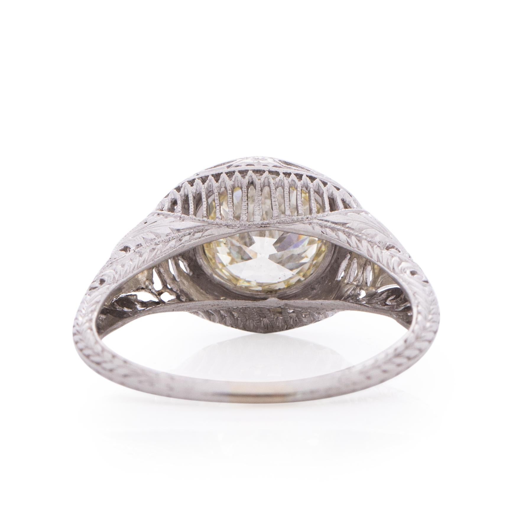 Brilliant Cut Edwardian Platinum 2.19 Carat Diamond Engagement Ring