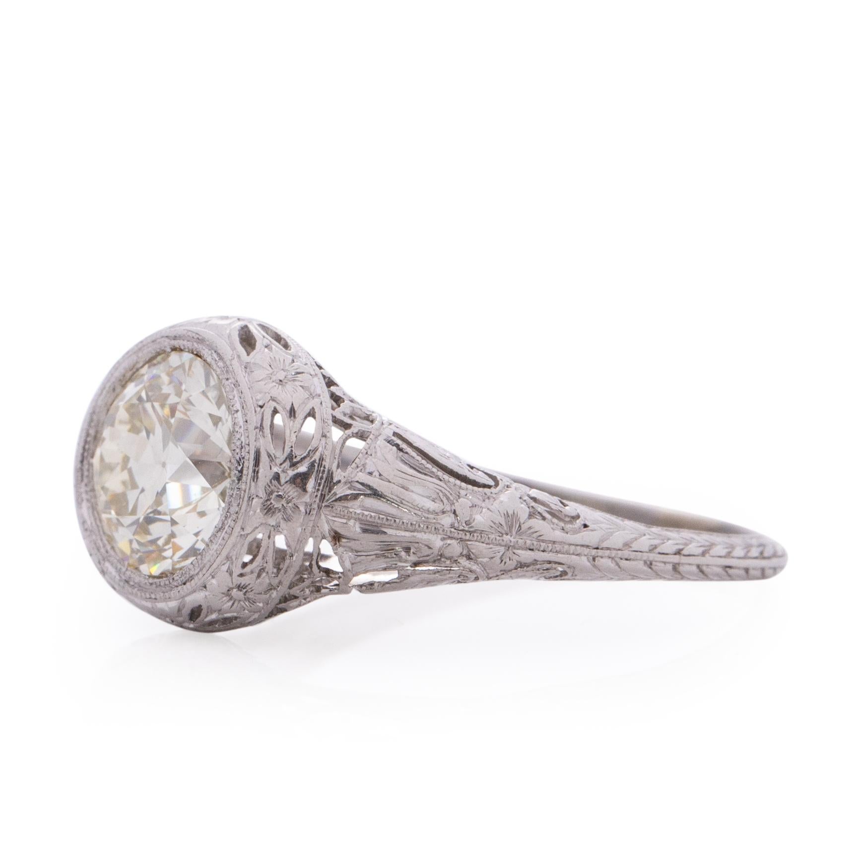 Edwardian Platinum 2.19 Carat Diamond Engagement Ring In Good Condition In Addison, TX