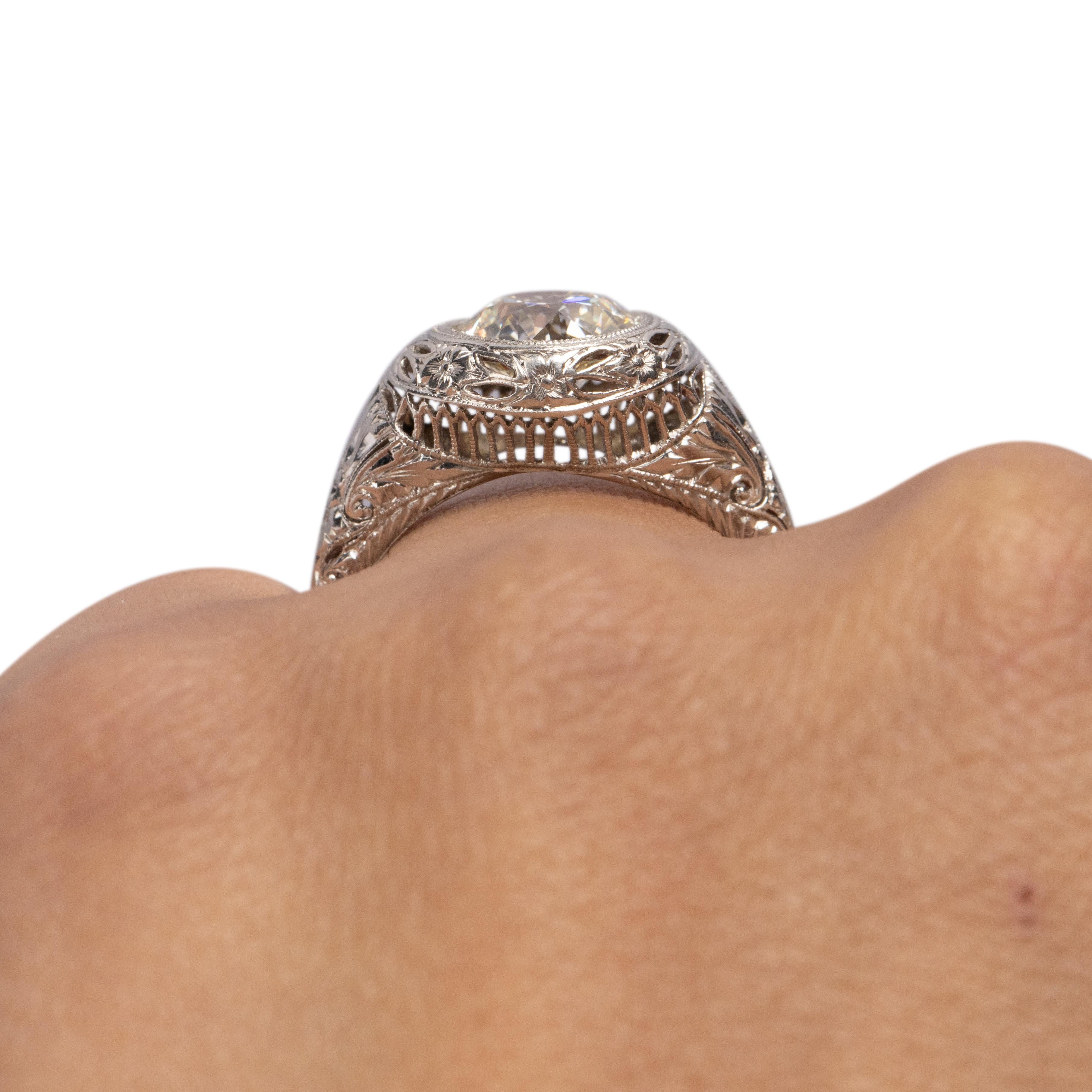 Edwardian Platinum 2.19 Carat Diamond Engagement Ring 1