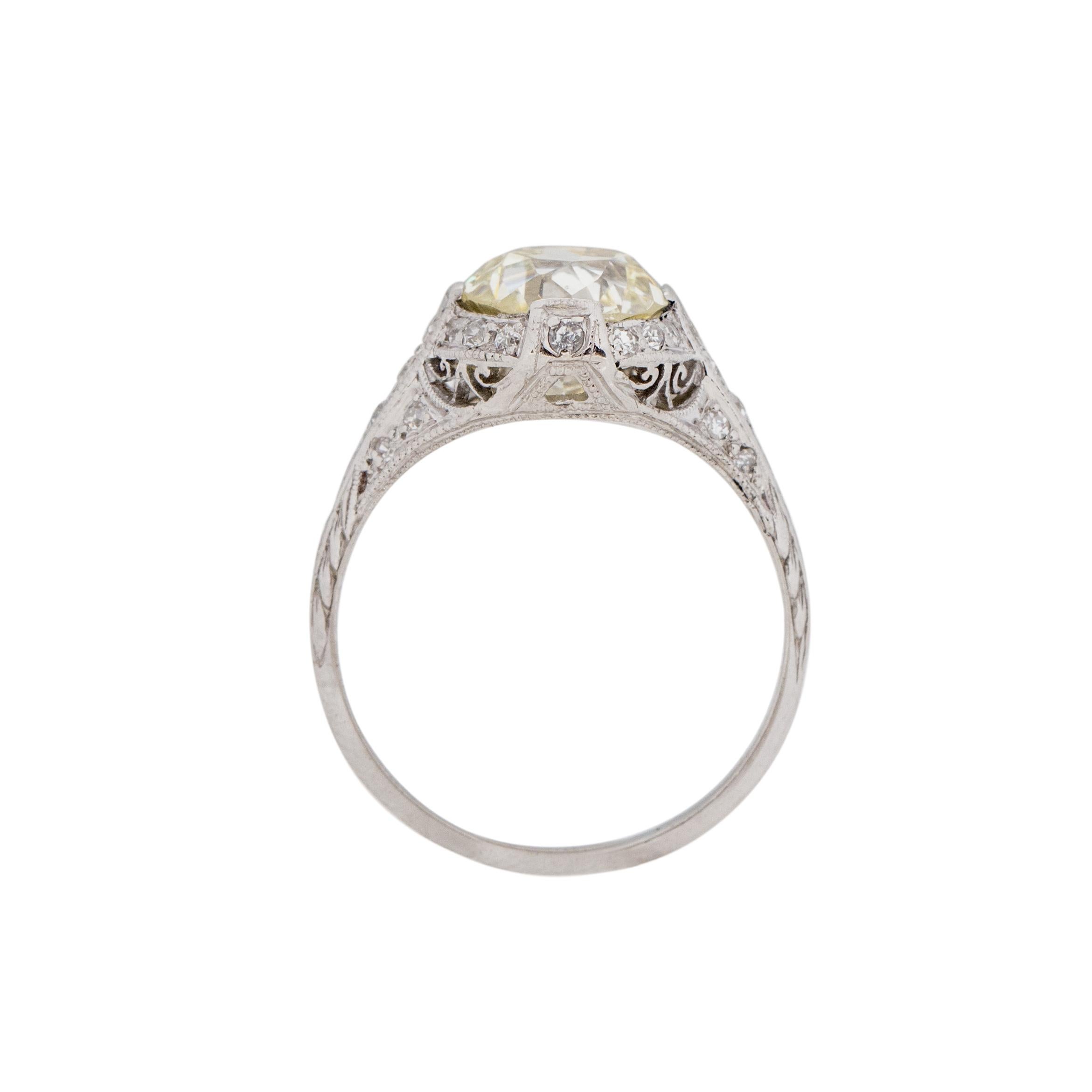 Edwardian Platin 2::88 Ct Old Mine Cut Vintage Diamant Filigree Verlobungsring Damen