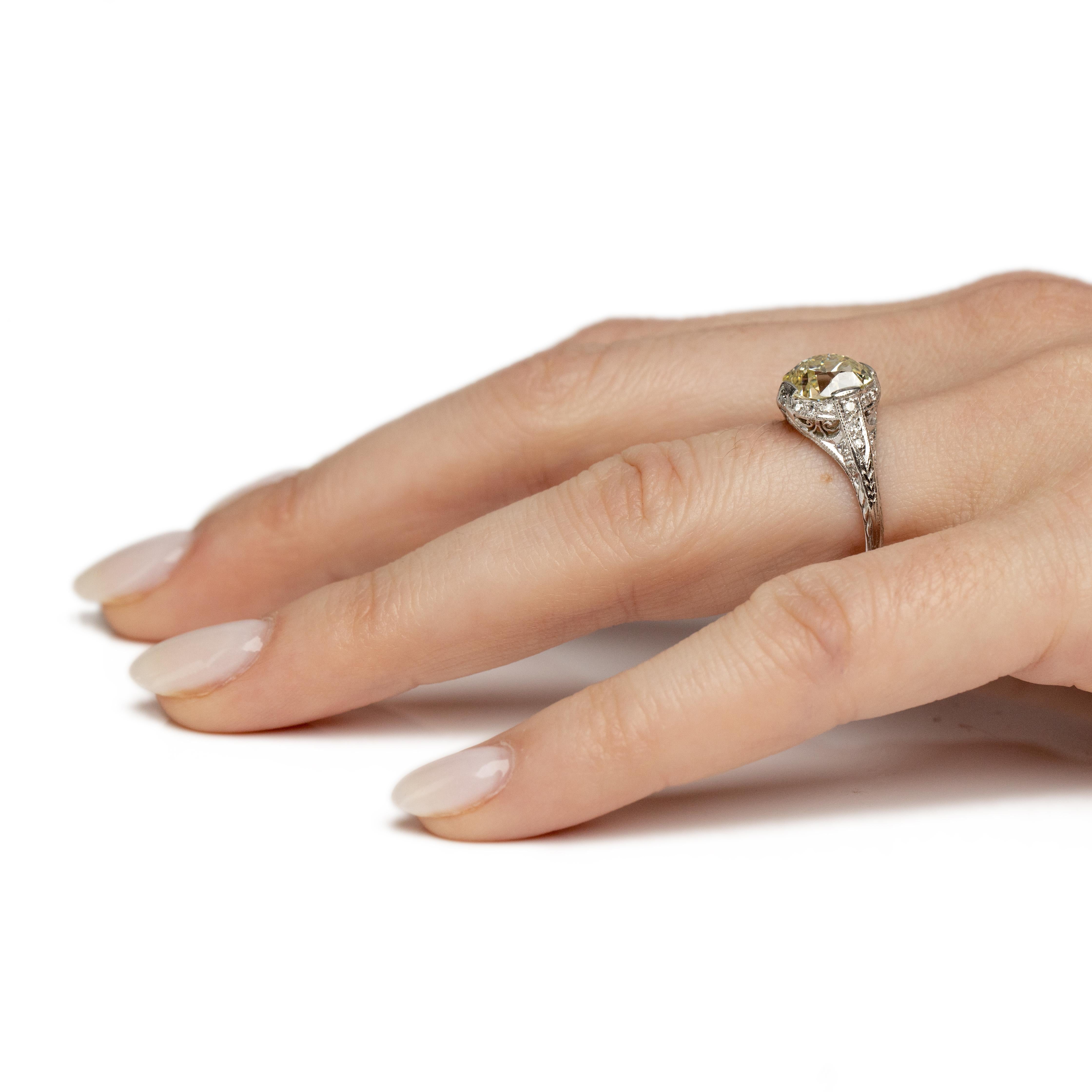 Edwardian Platin 2::88 Ct Old Mine Cut Vintage Diamant Filigree Verlobungsring 3