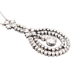 Edwardian Platinum & 4 Carat Diamond Pendant on 18ct White Gold Chain